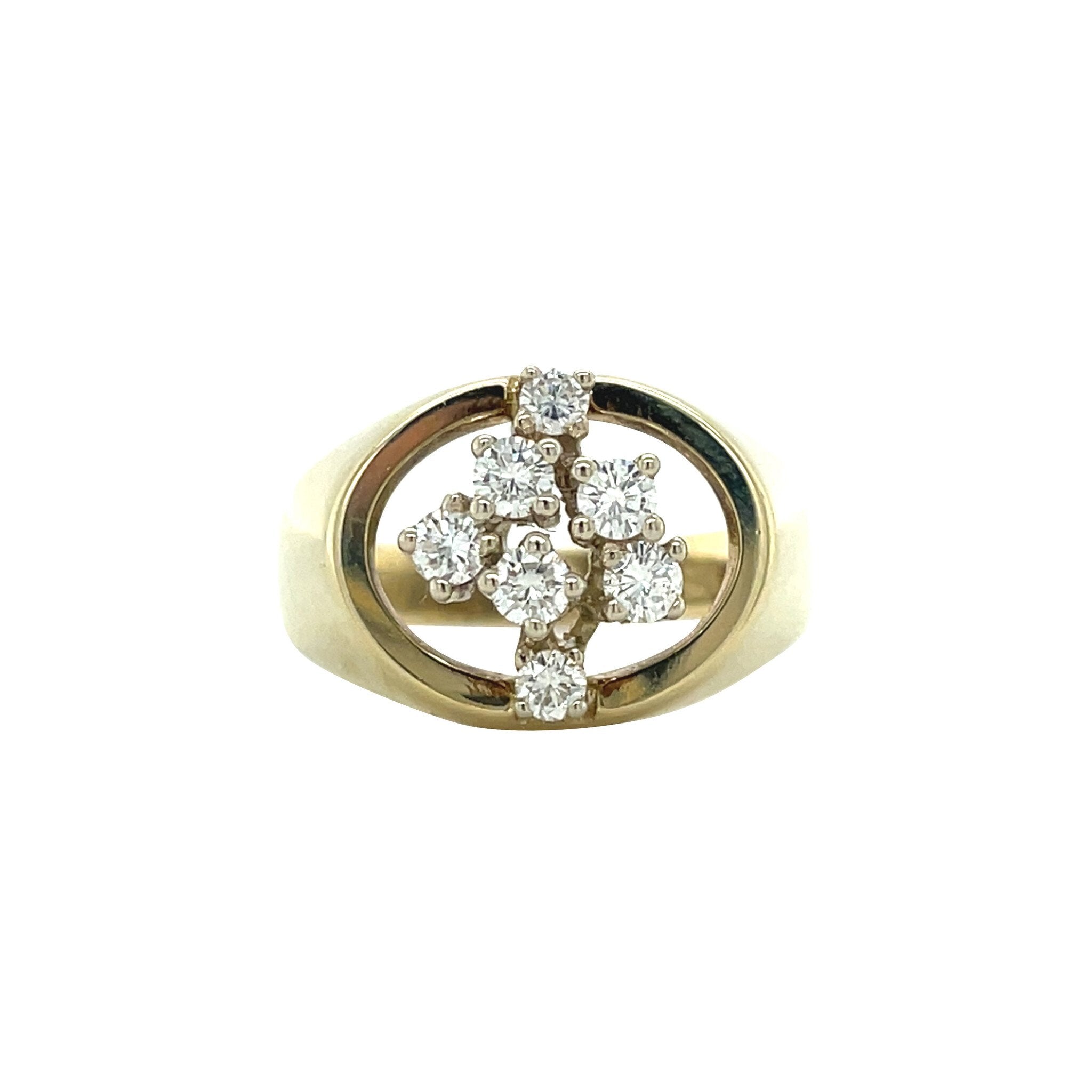 Gouden vintage ring met diamant 14 kt