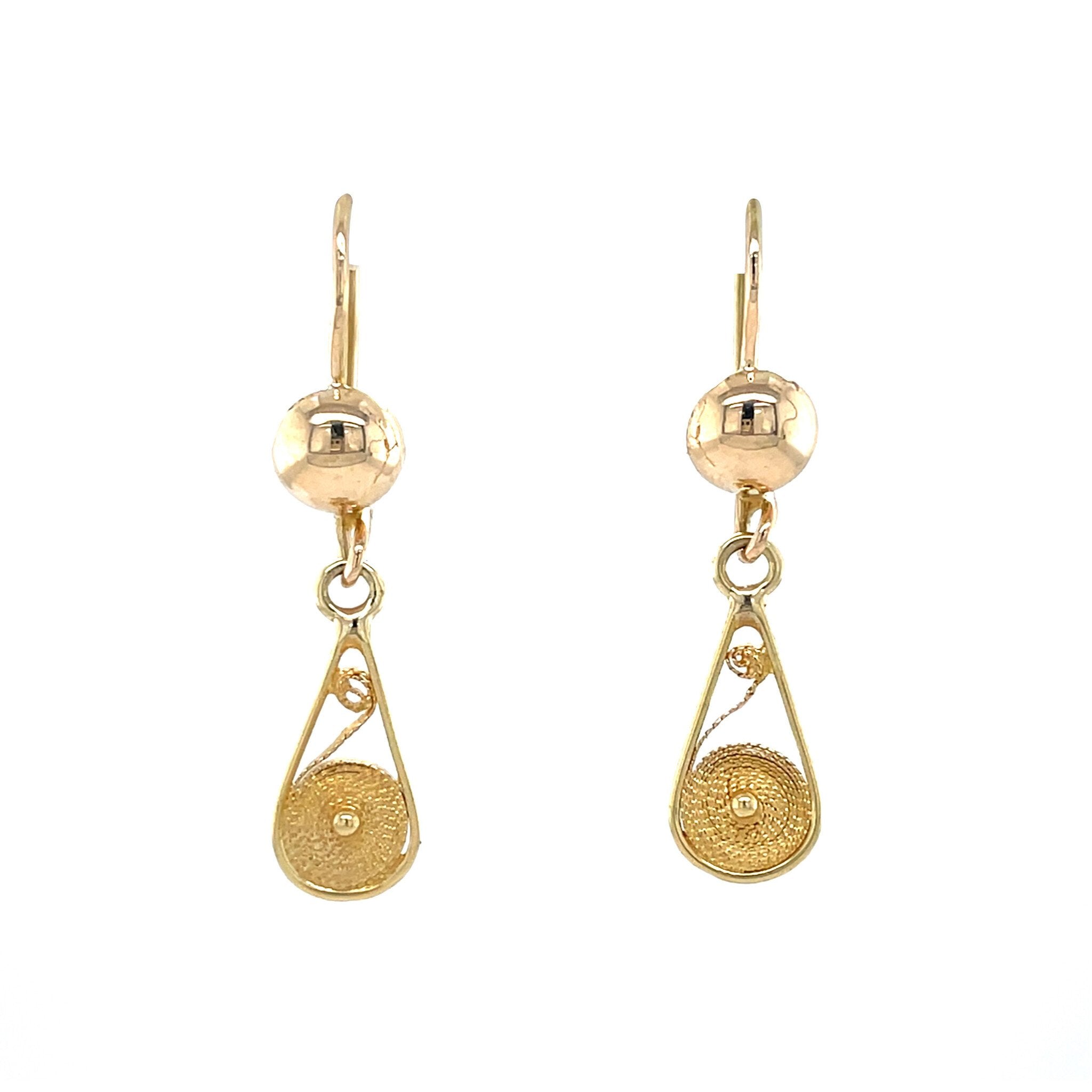 18 kt gold vintage fantasy dangle earrings