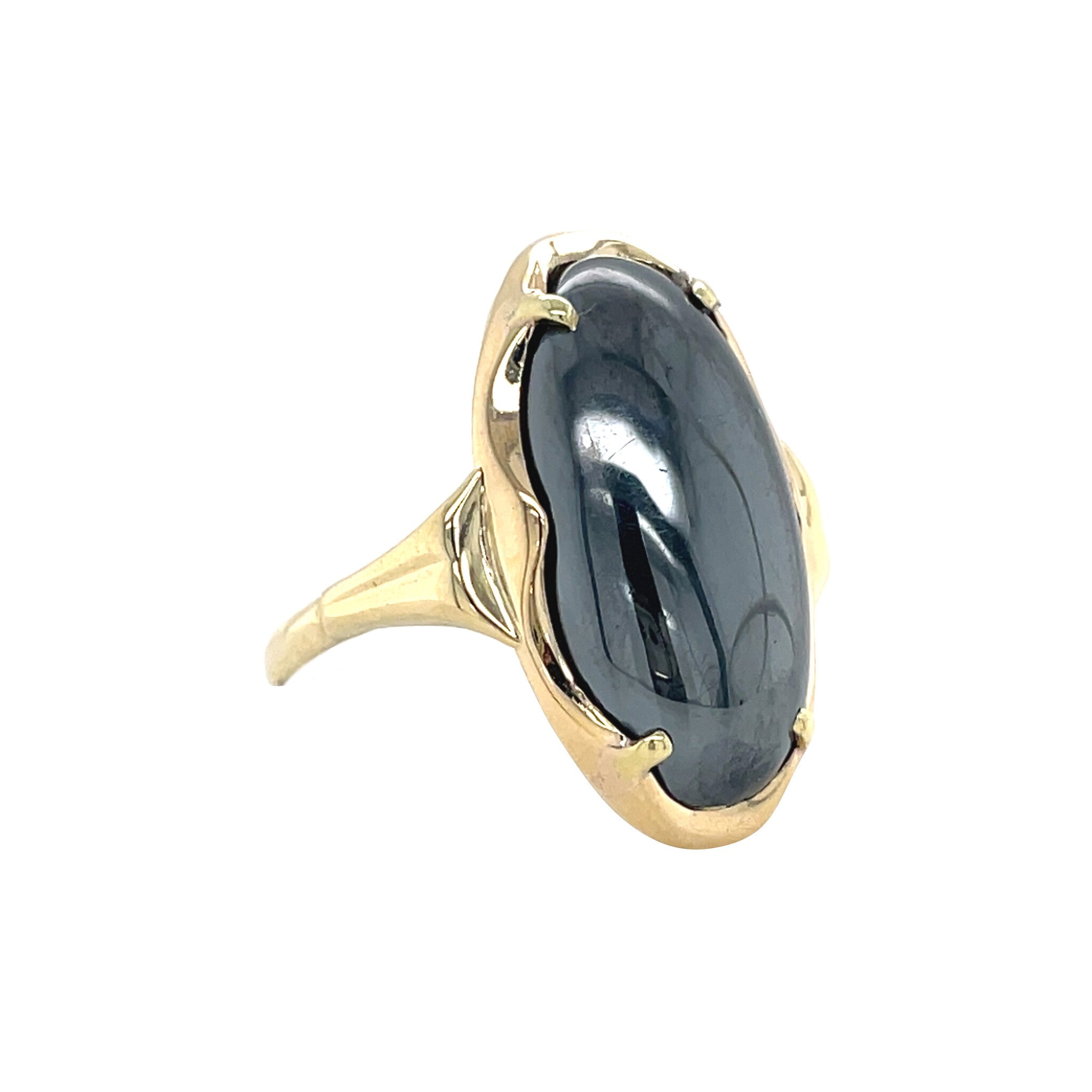 Gouden vintage ring met hematiet 14 kt
