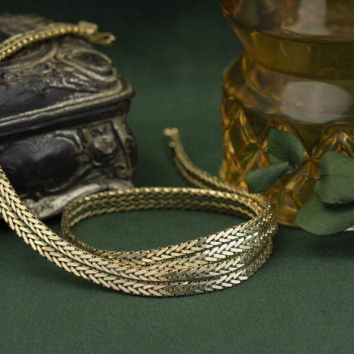 Gouden vossenstaart collier 14 krt