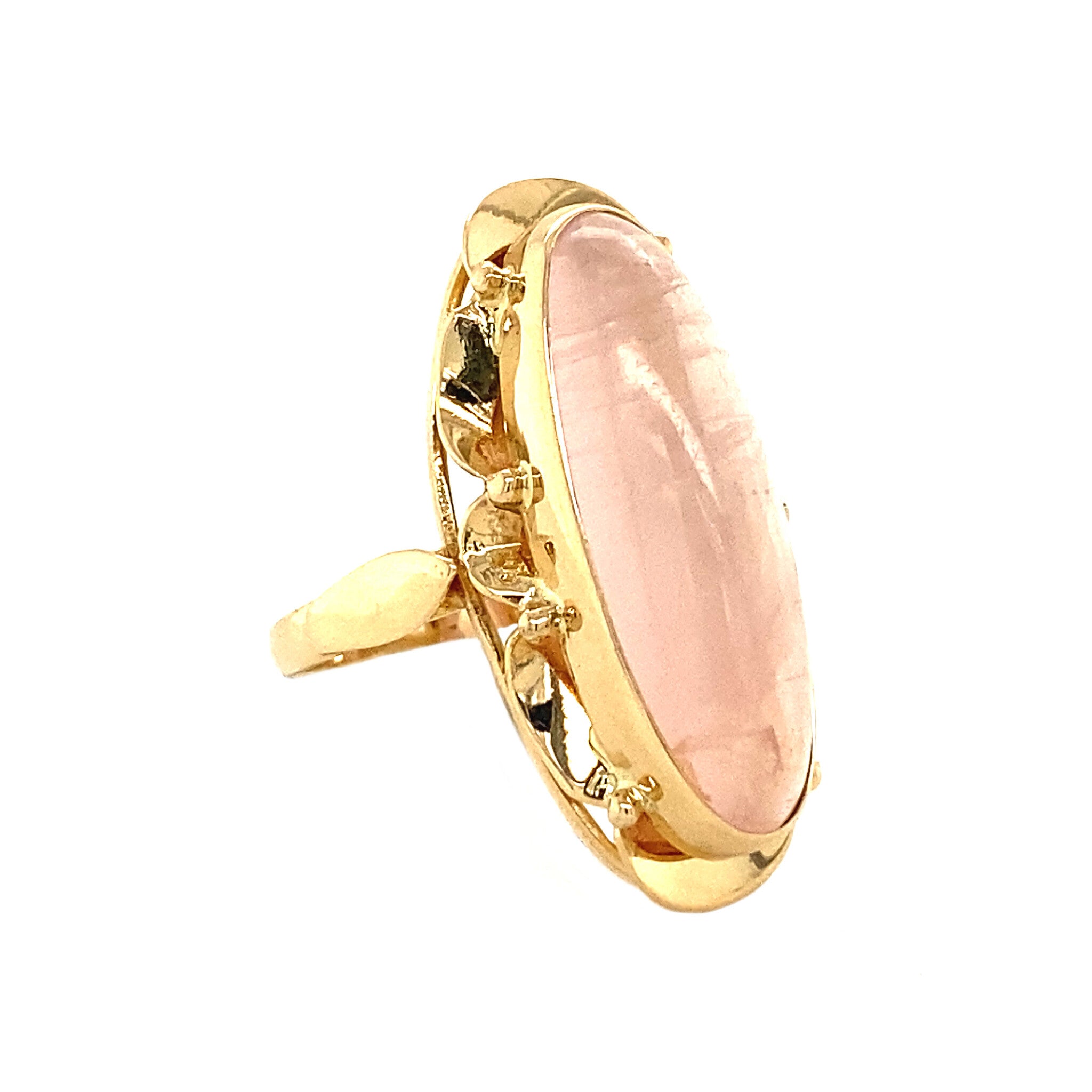 Gold ring with rose quartz 14 krt