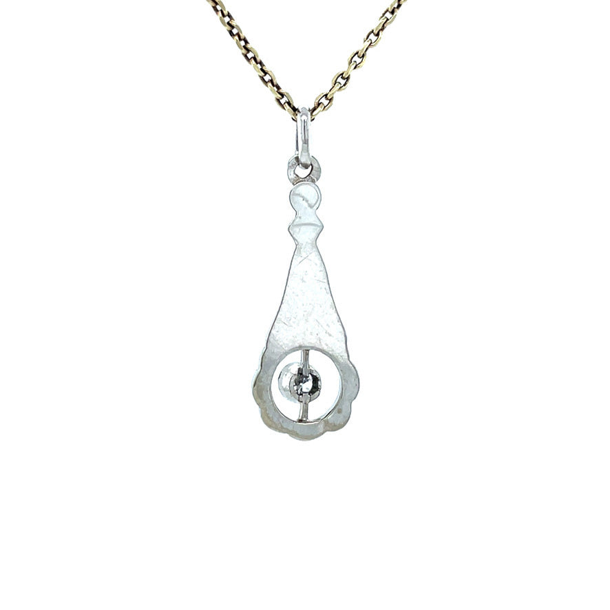 White gold vintage pendant with diamond 14 kt