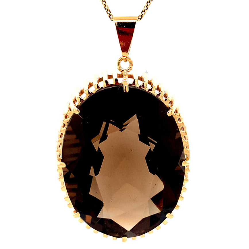 Gouden hanger met rookkwarts 14 krt