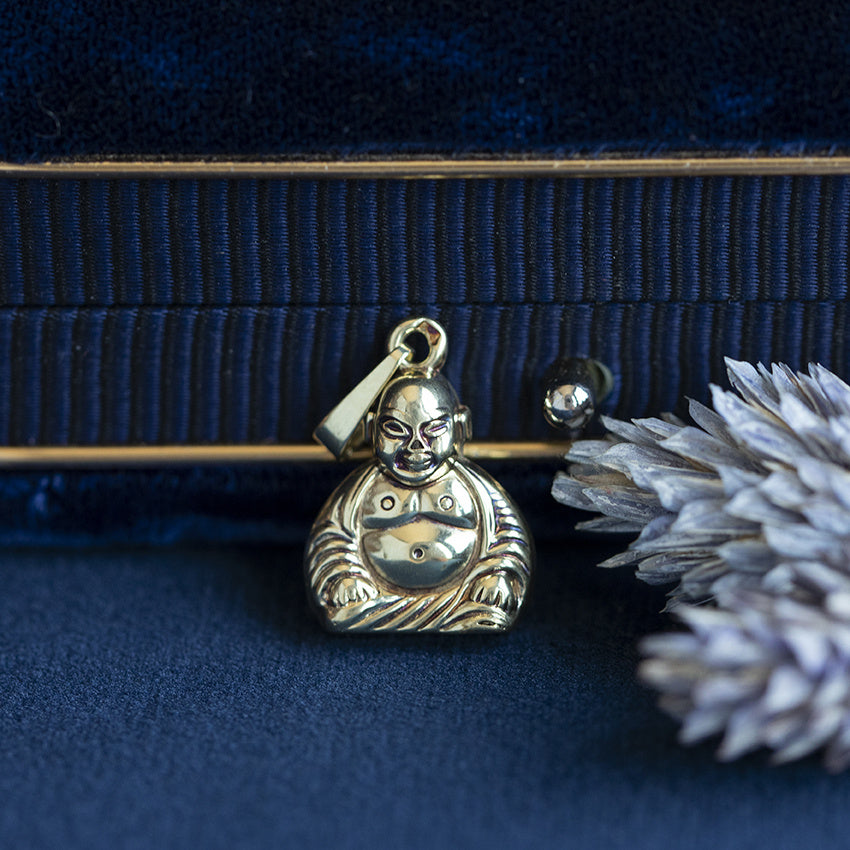 Gouden vintage Boeddha hanger 14 krt