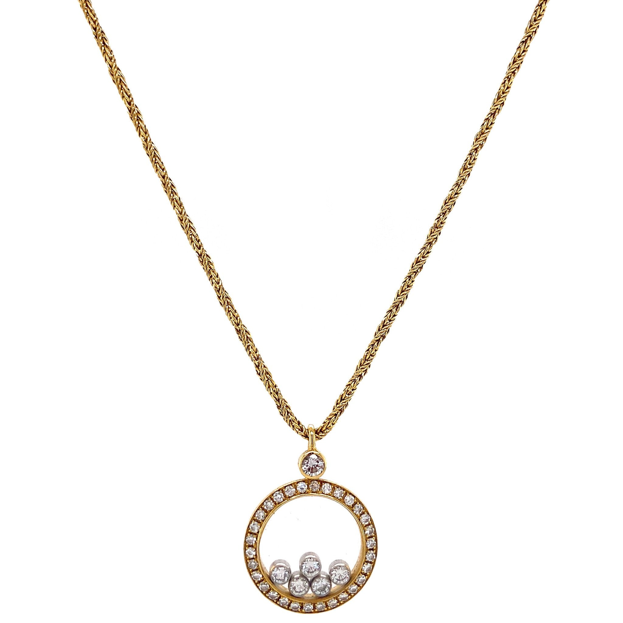Gouden collier Chopard met Happy Diamonds hanger 43 cm 18 krt