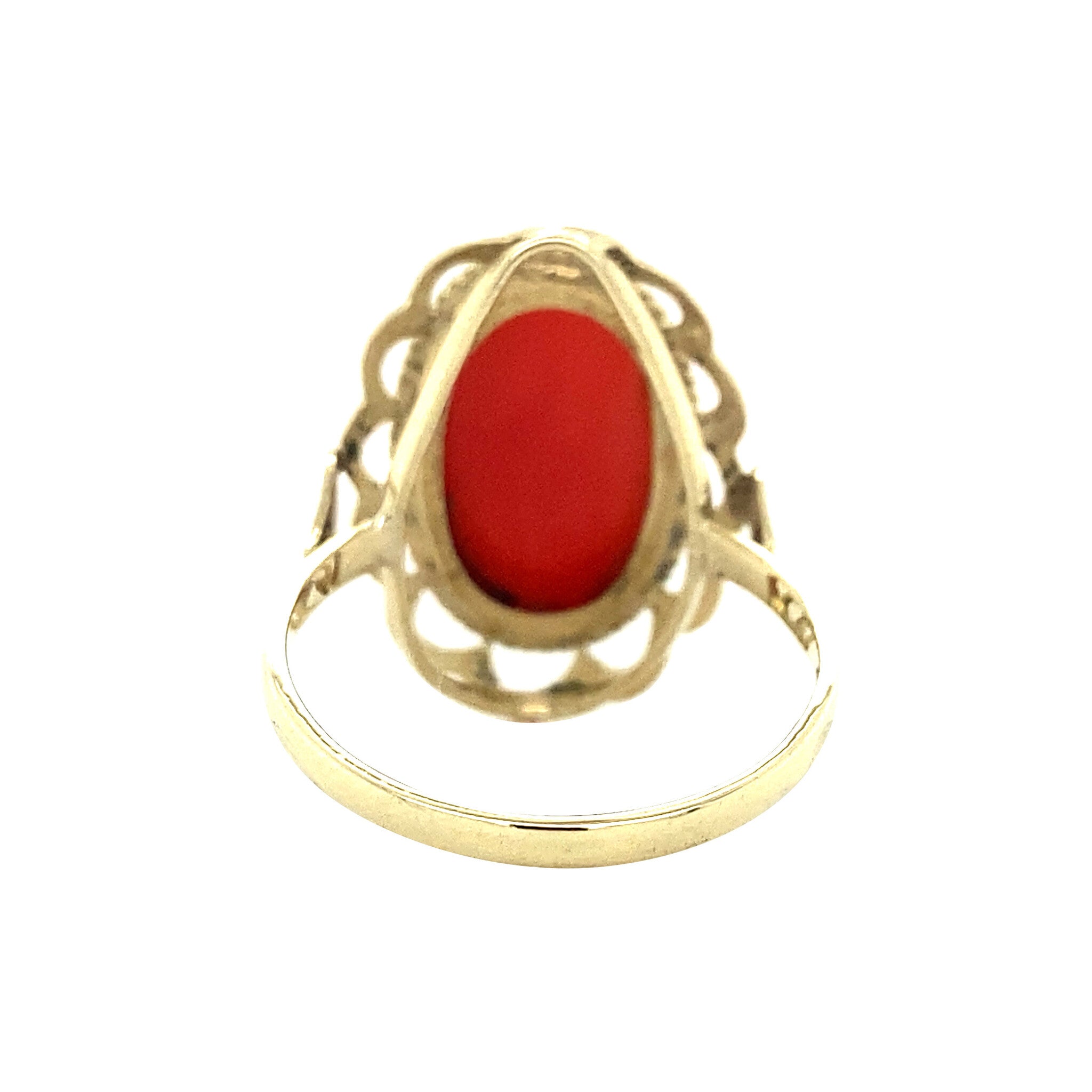 Gold ring with blood coral 14 kt