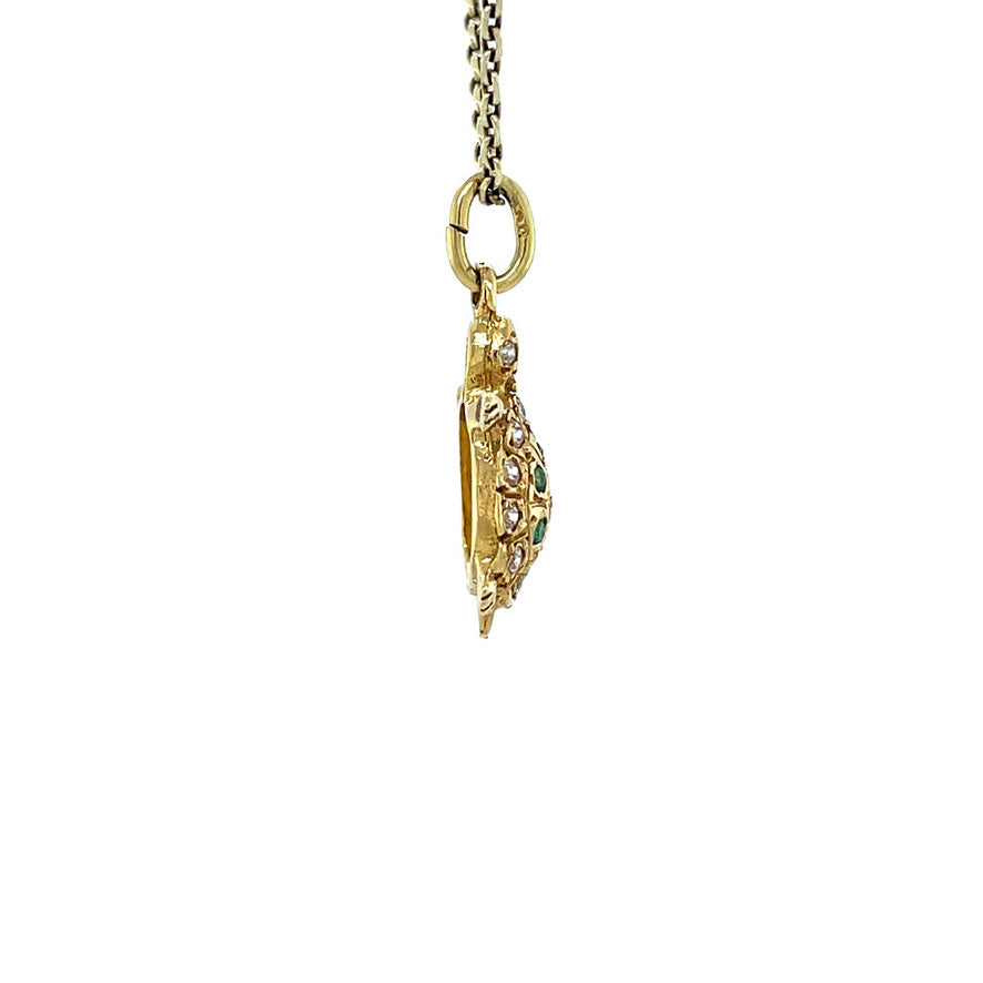 Gouden vintage schildpad hanger met spinel 14 kt