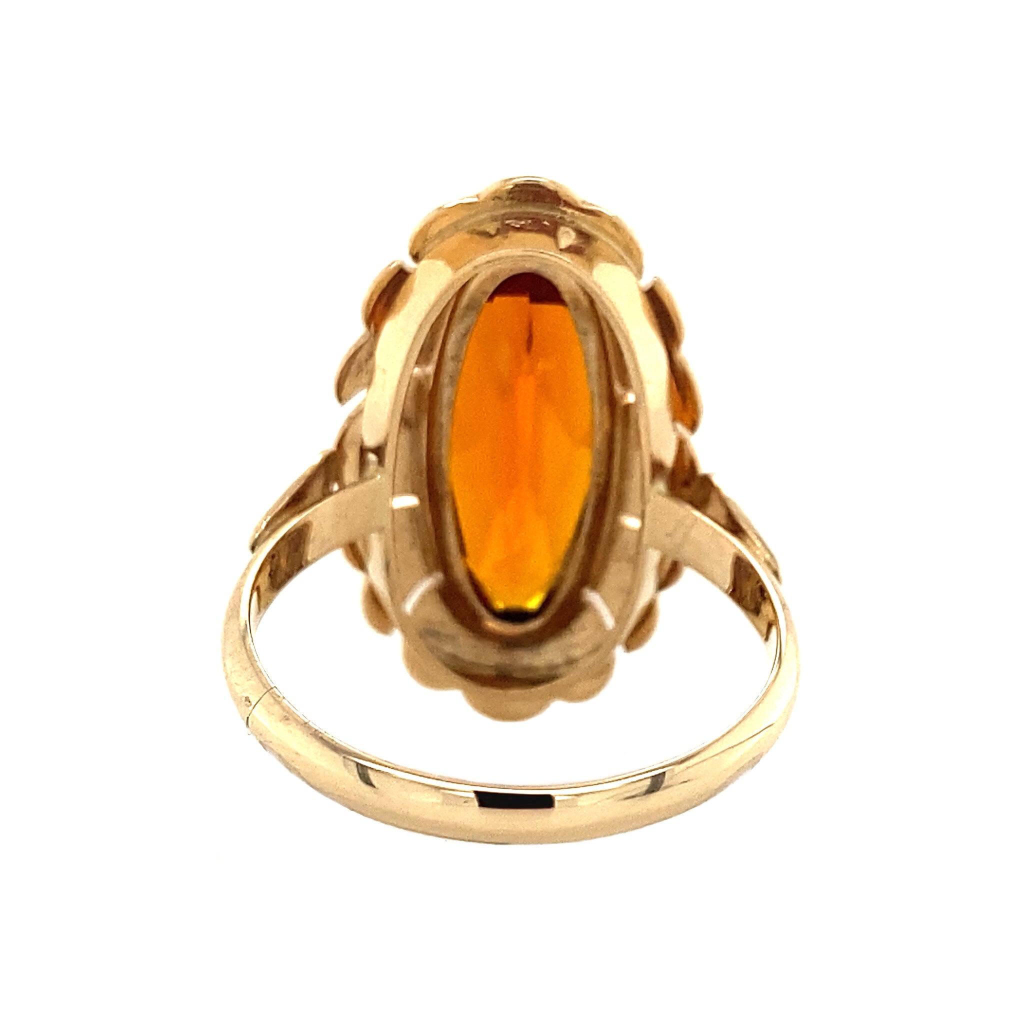 Gouden ring met oranje saffier 14 krt