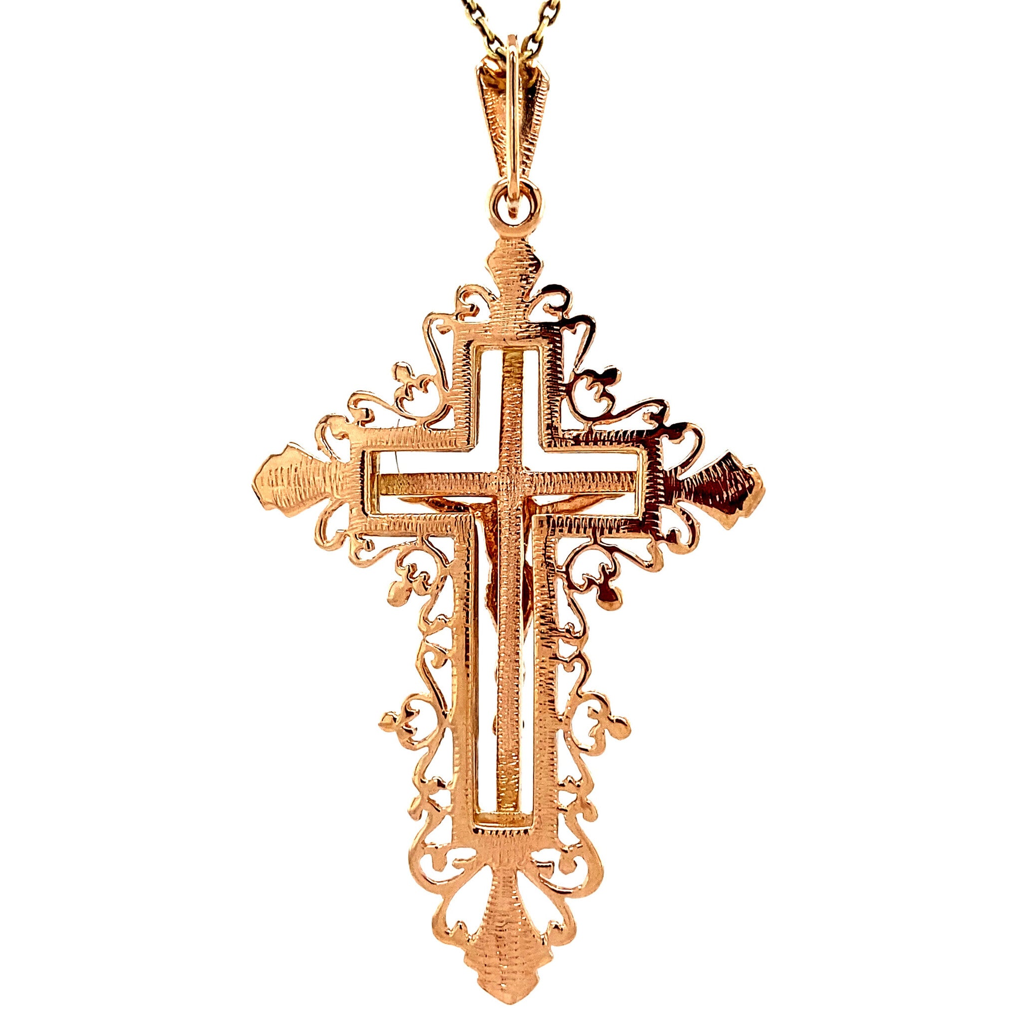 Rose-gold cross pendant 14 kt