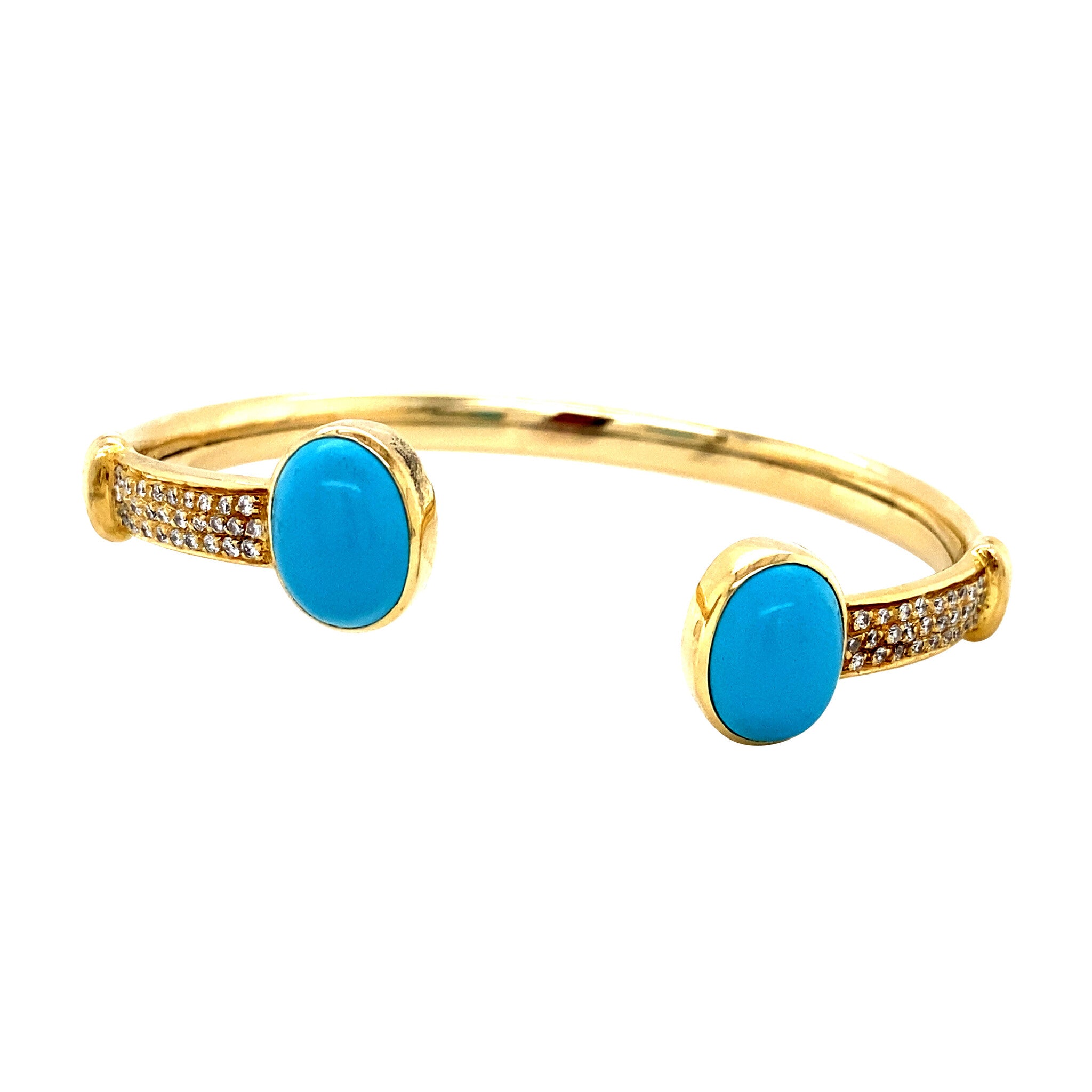 Gouden vintage bangle met keramiek en diamant 18 krt