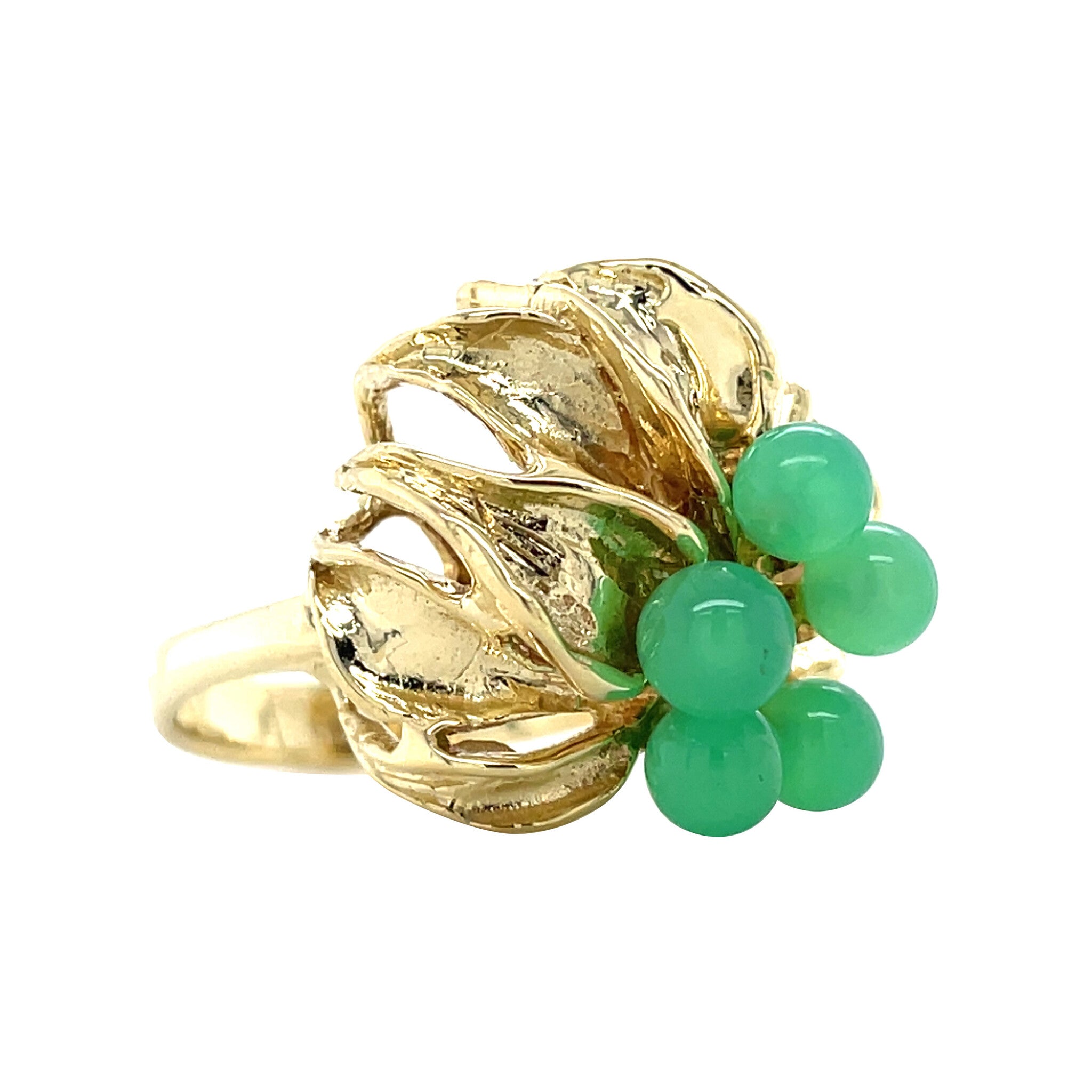 Gouden vintage ring met chrysopraas14 krt