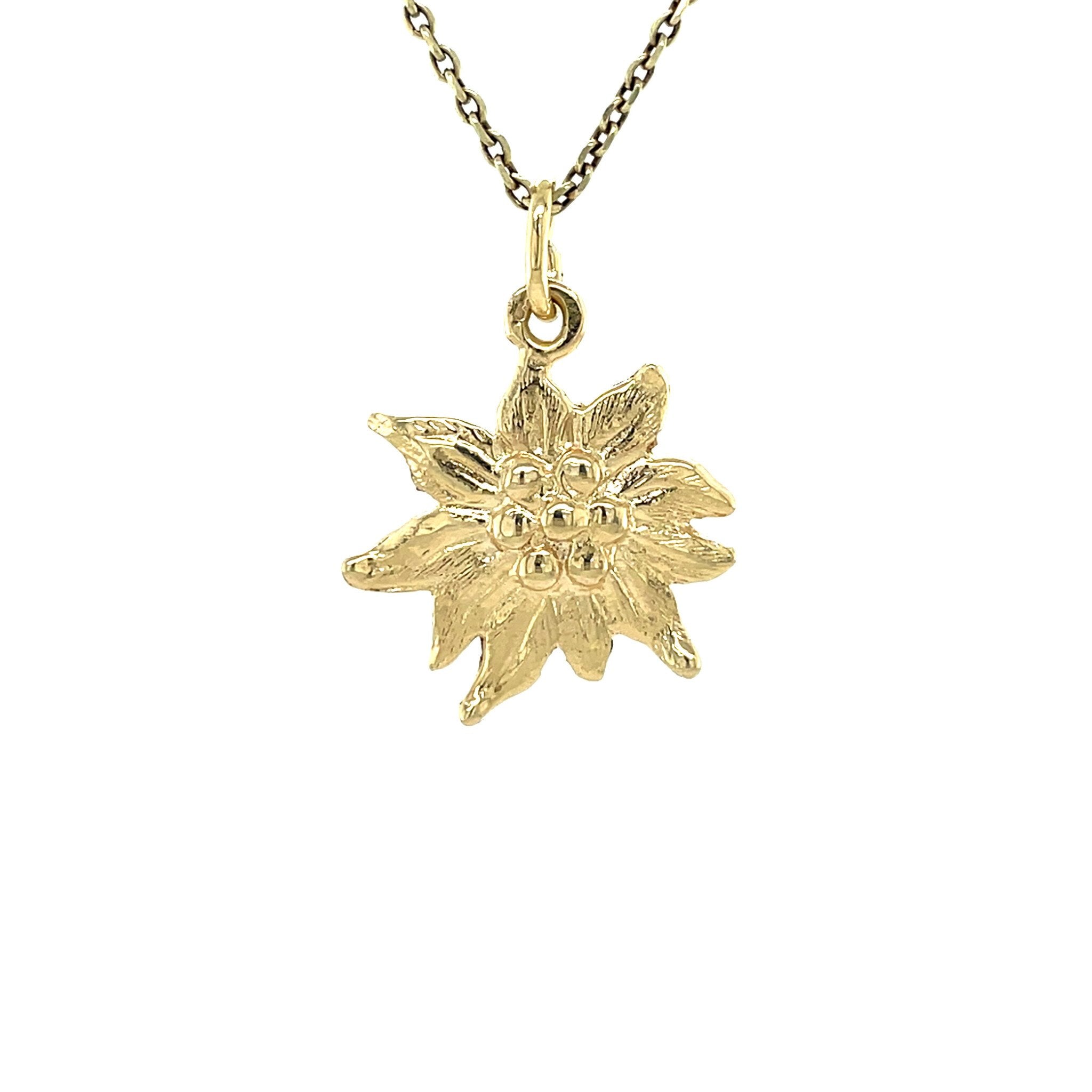 Vintage gold edelweiss pendant 14 kt