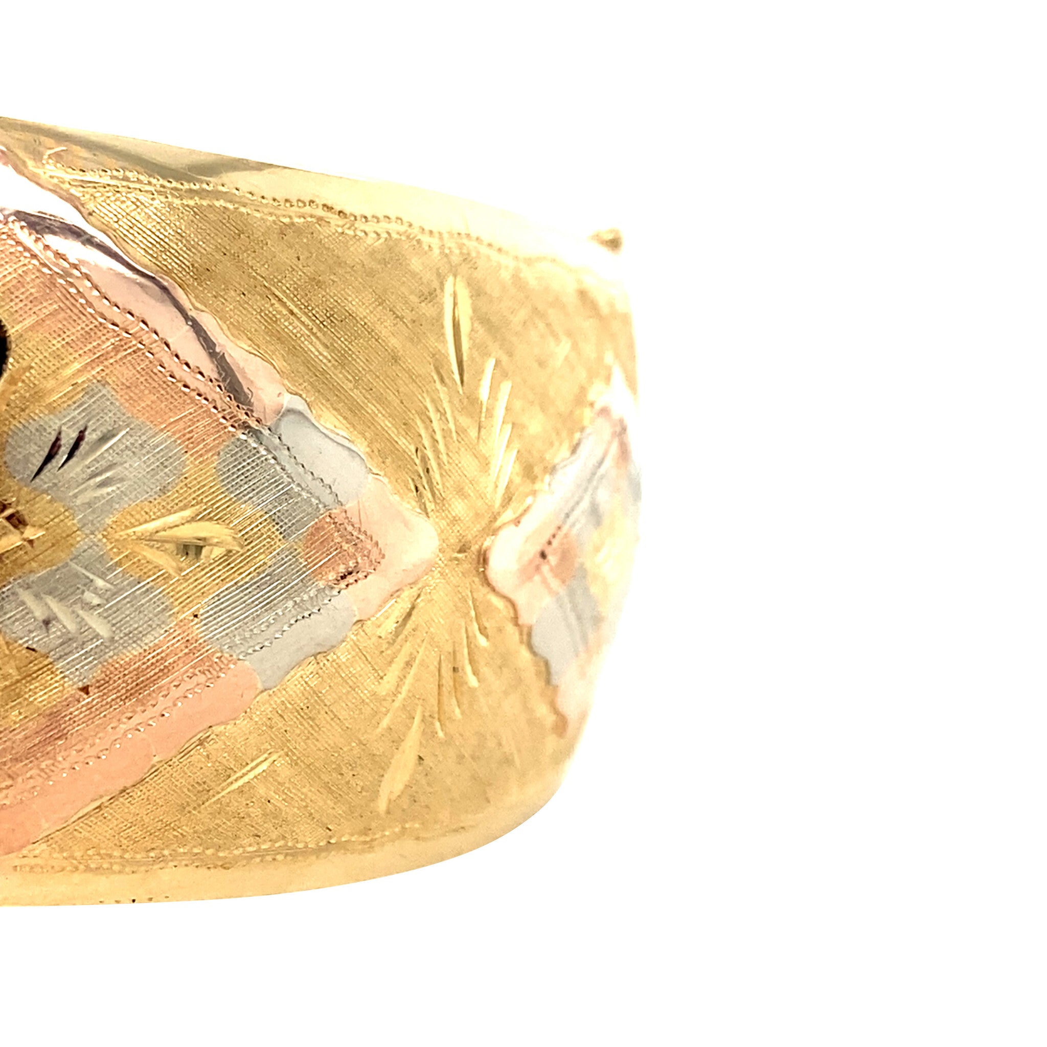 Vintage gouden bangle met gravure 14 krt