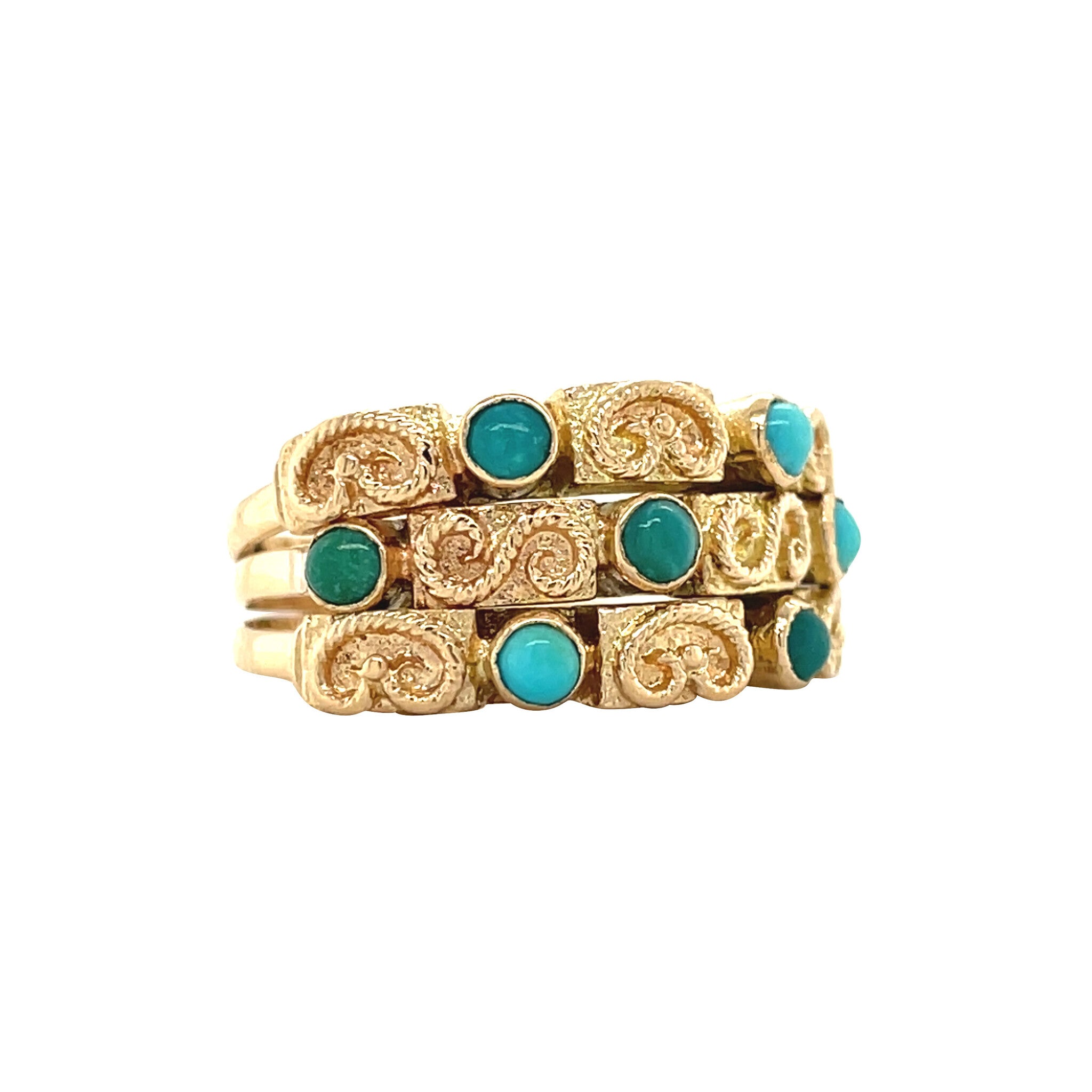 Vintage gold ring with turquoise, 18 kt