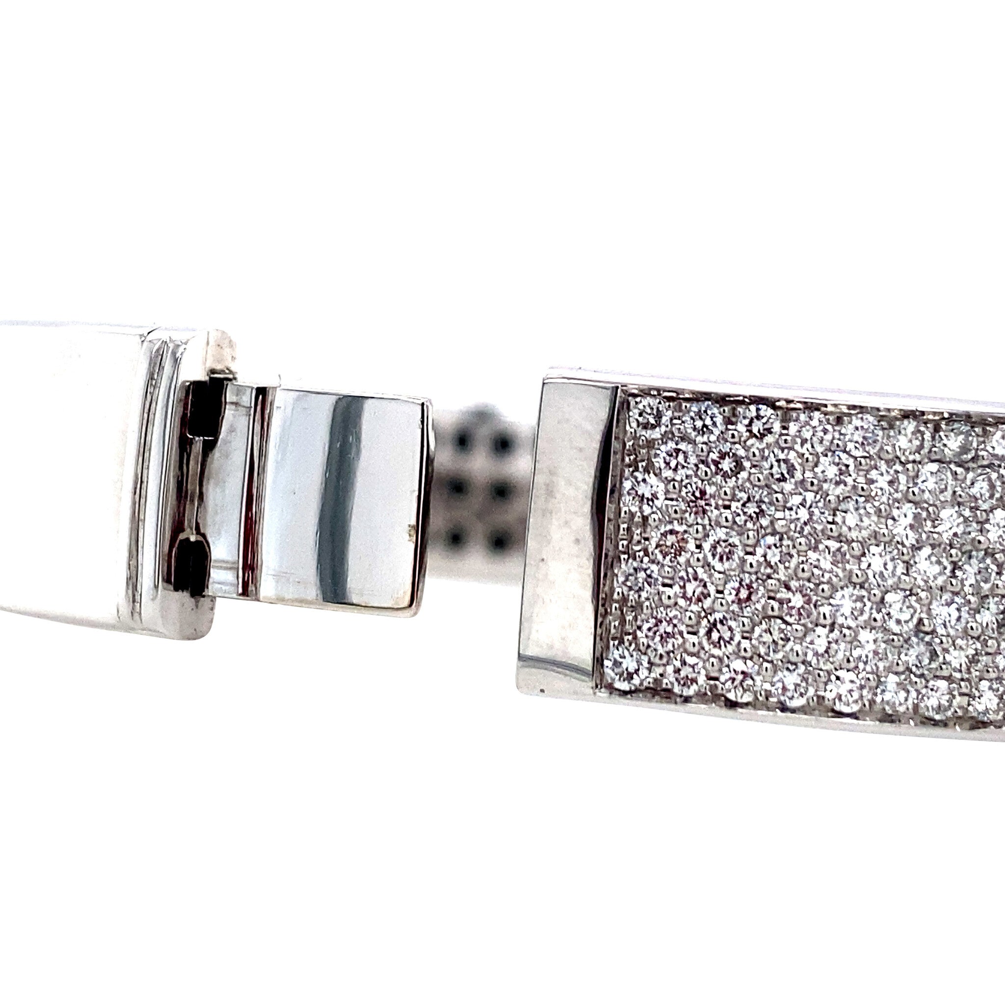 Witgouden vintage bangle met diamant 18 krt