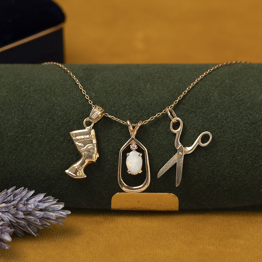 Gouden vintage schaar hanger 14 kt