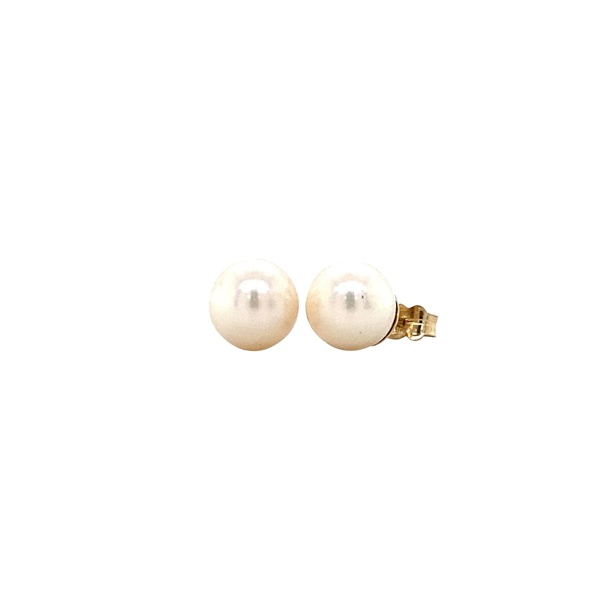 14 kt gold stud earrings with pearl