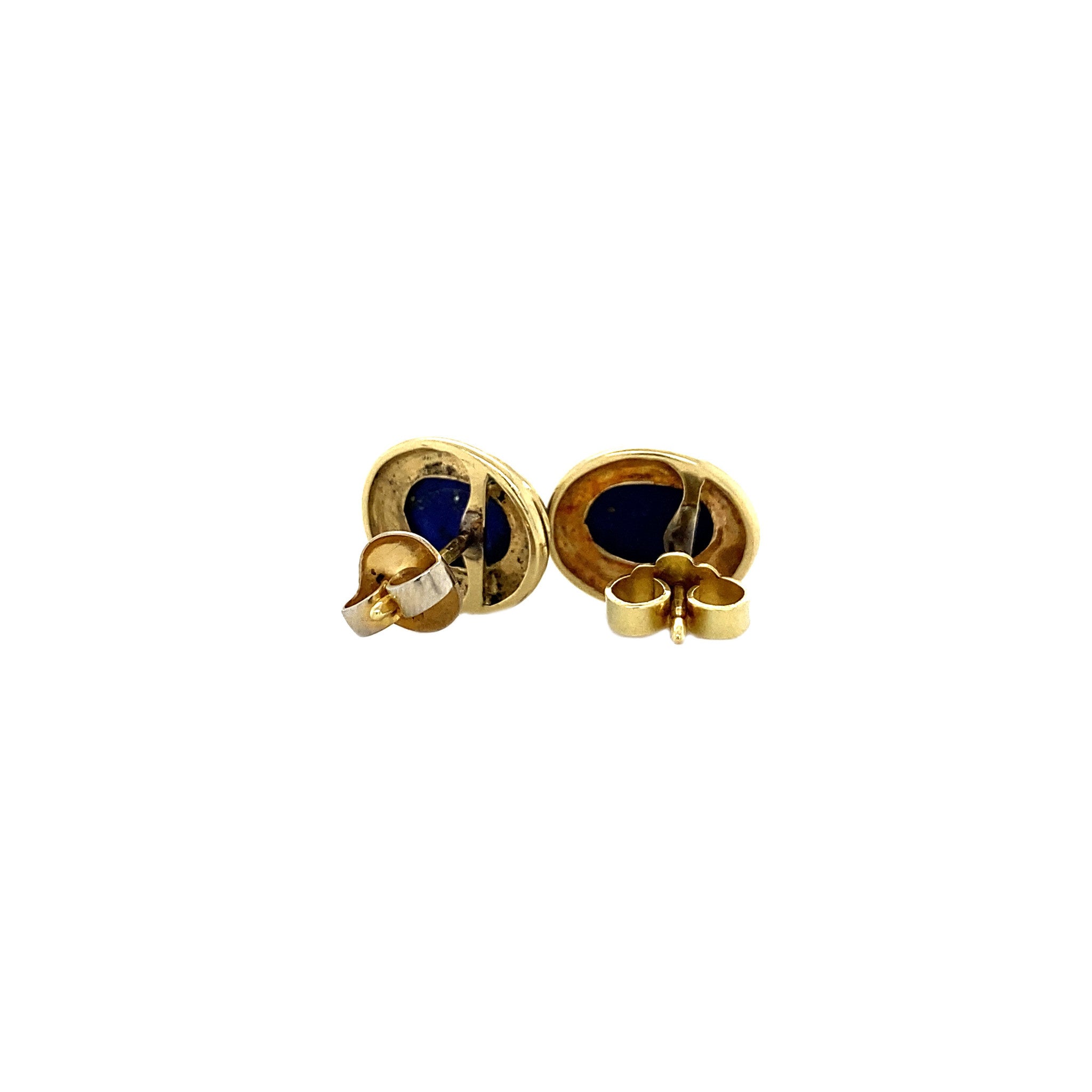 14 kt gold stud earrings with lapis lazuli