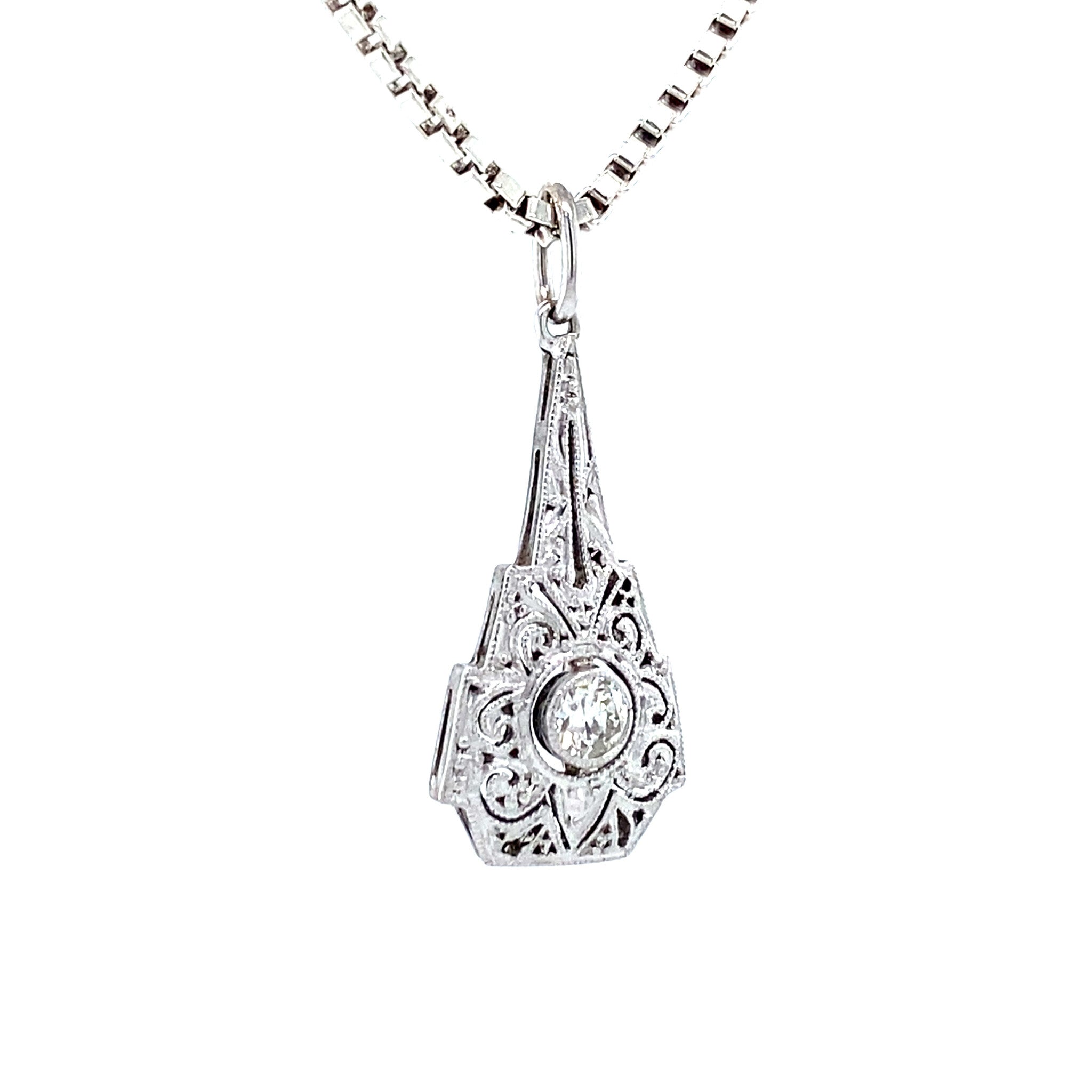 Zilveren vintage hanger met diamant 925