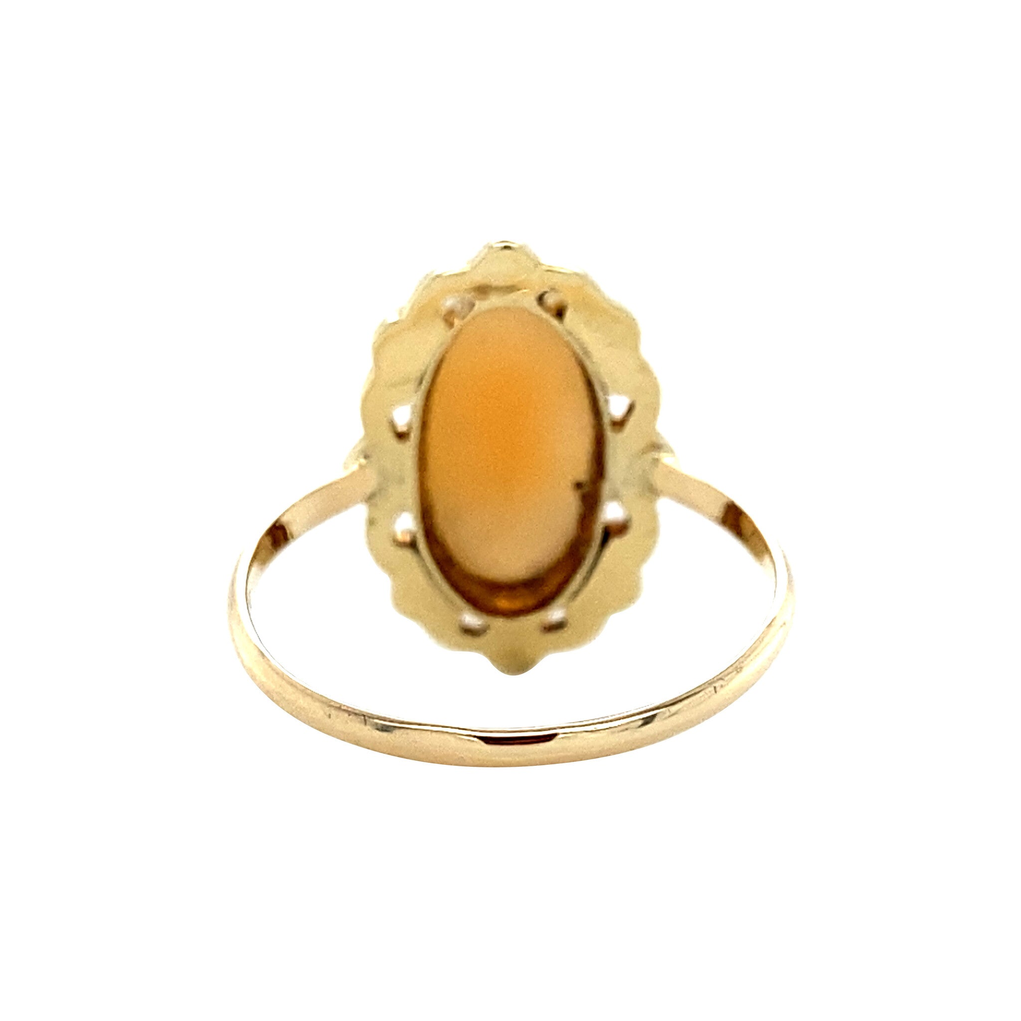 Gouden vintage ring met camee 14 krt