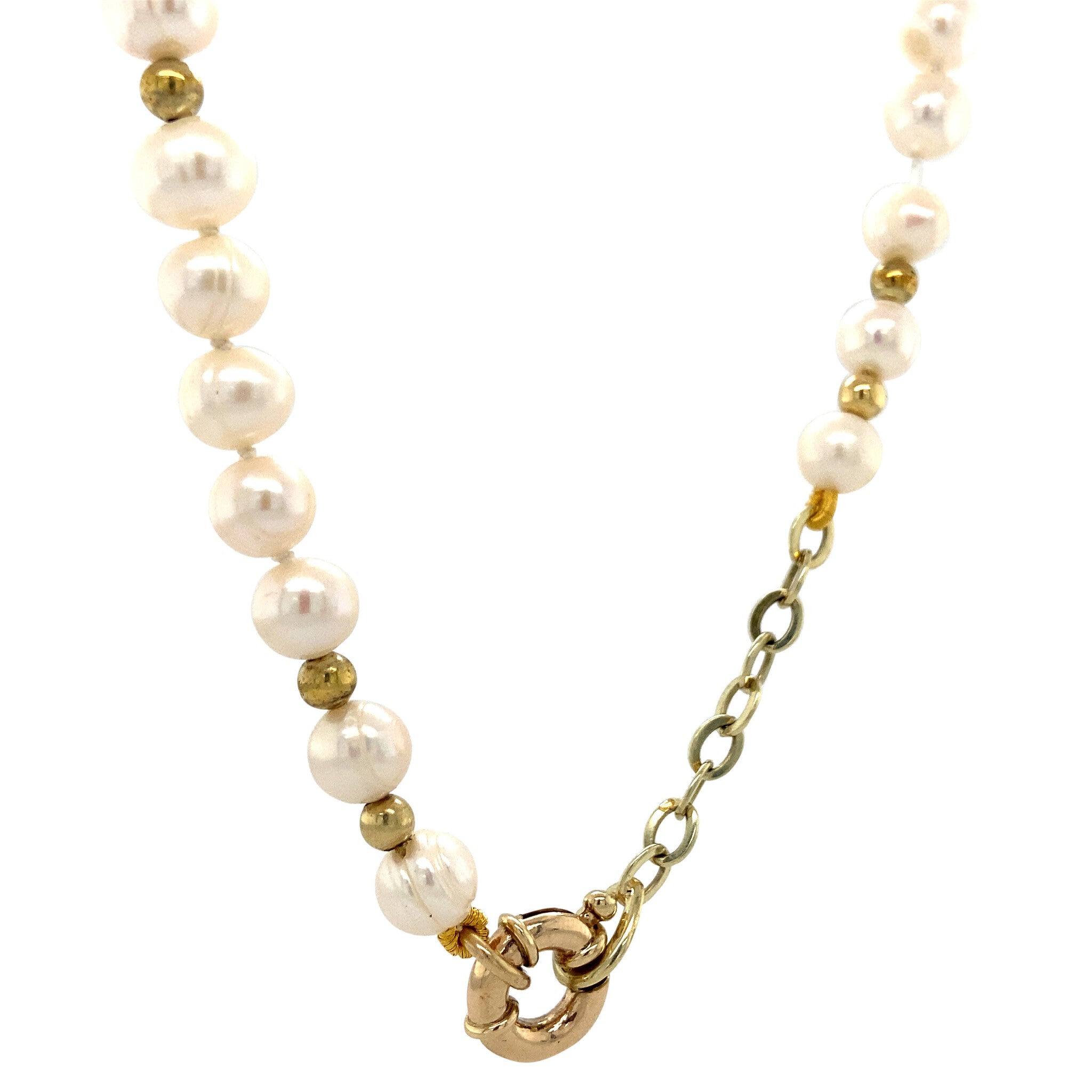 Pearl necklace with gold details, 43 cm, 14 kt