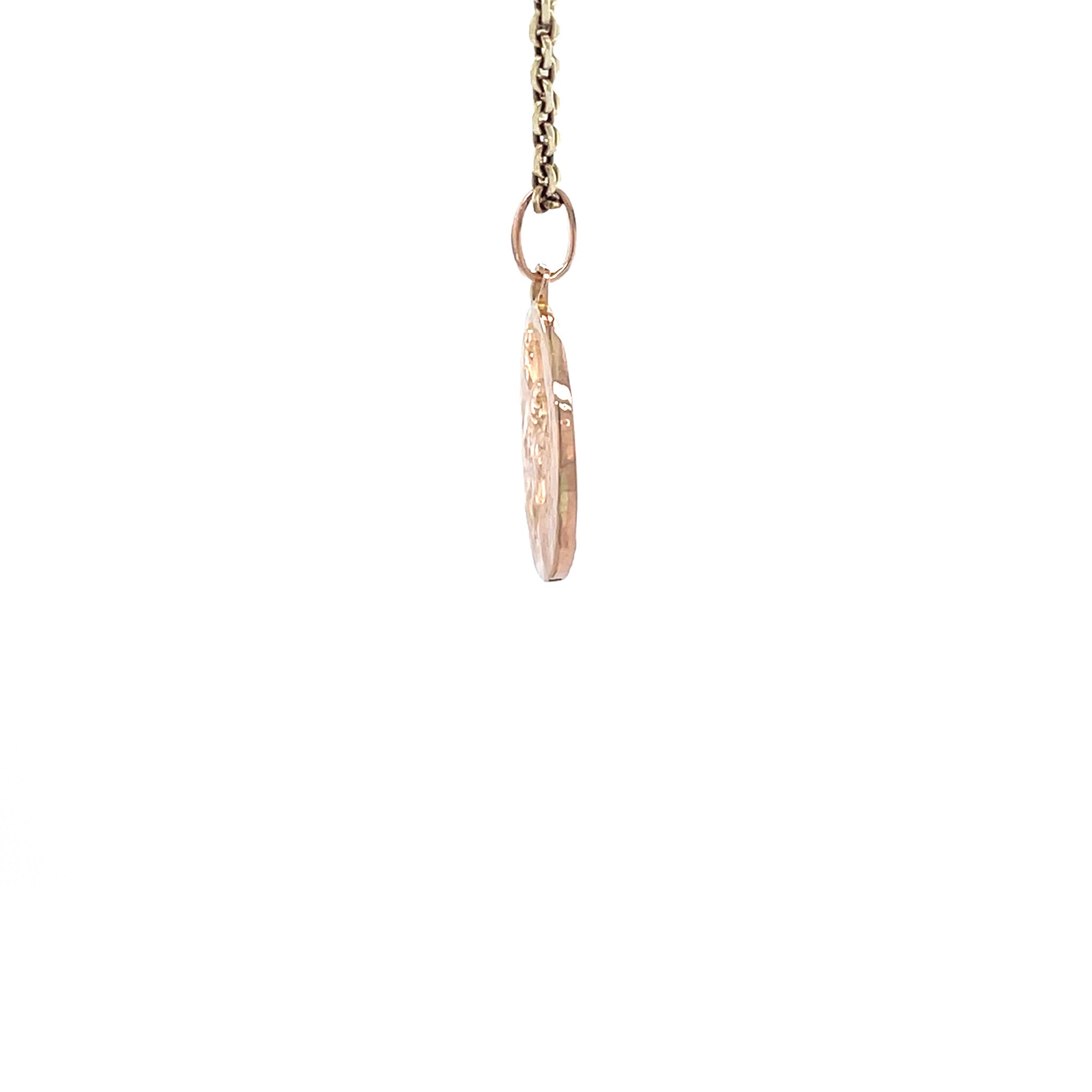 Roségouden vintage hanger met Jozef, Maria en Jezus 14 krt