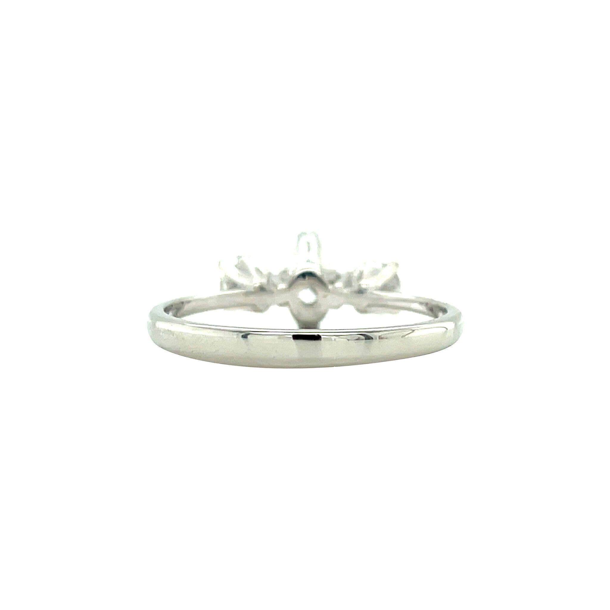 Witgouden vintage trigolie ring met diamant 14 kt