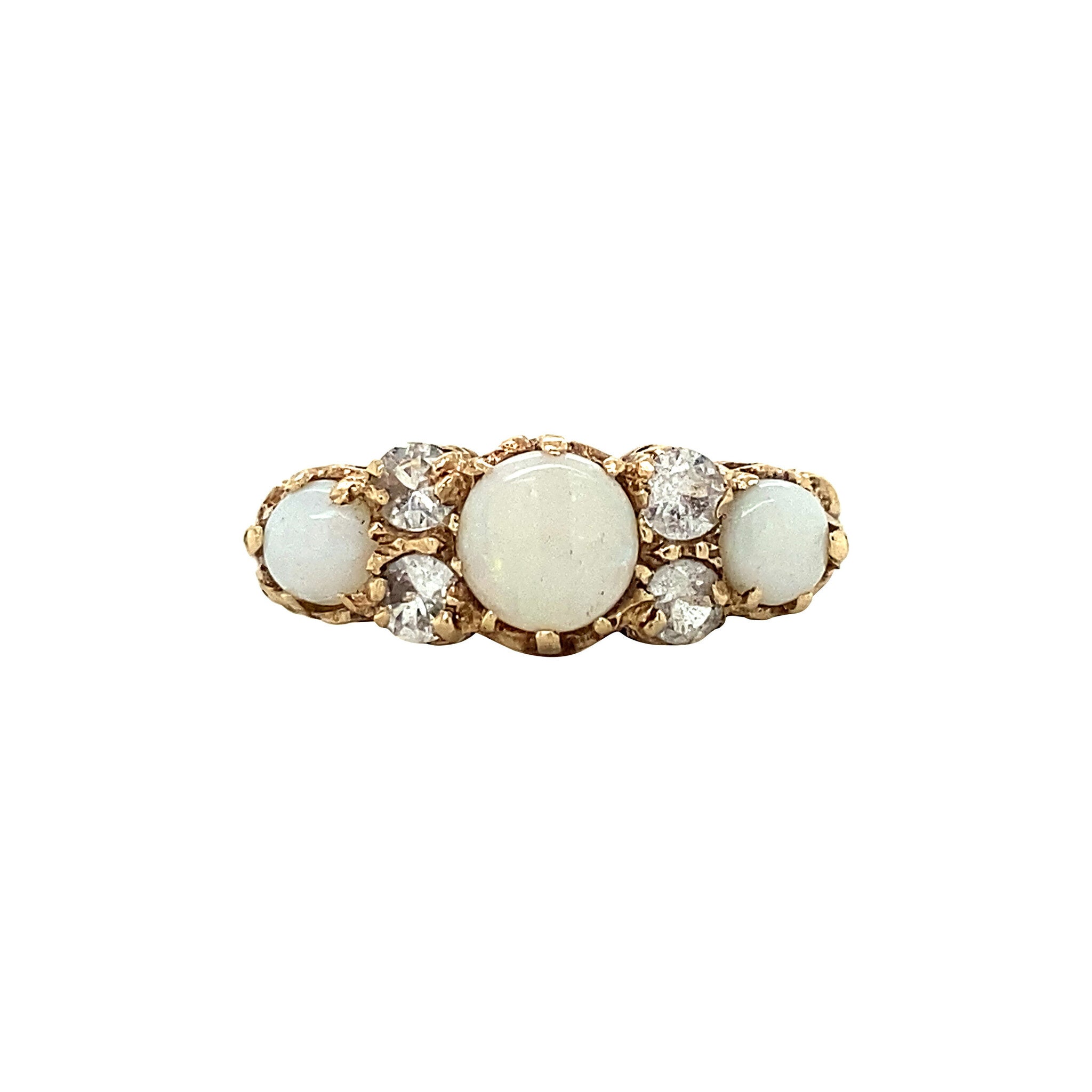 Ring met opaal en zirkonia 9 krt