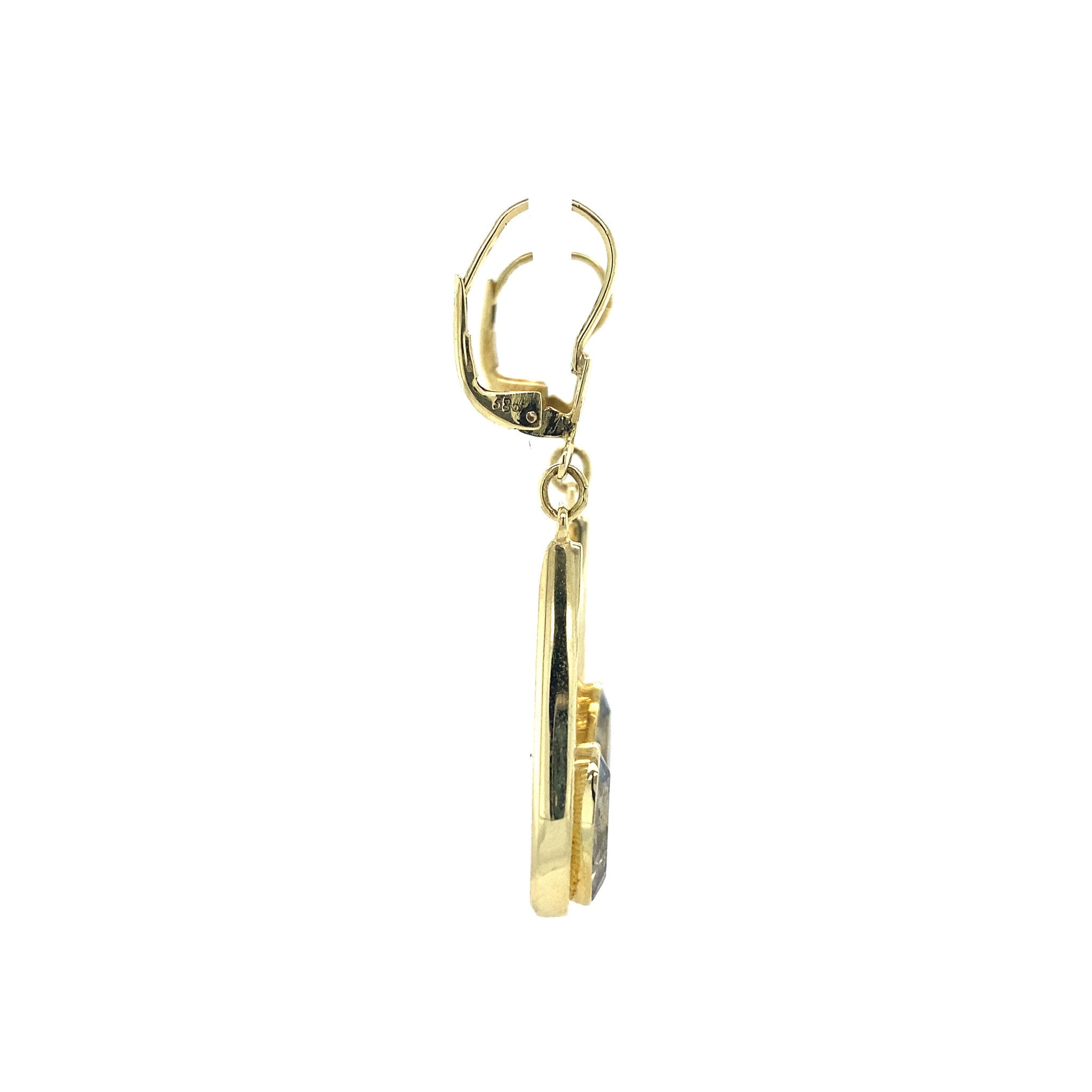 Gouden oorhangers met blauwe spinel 14 krt