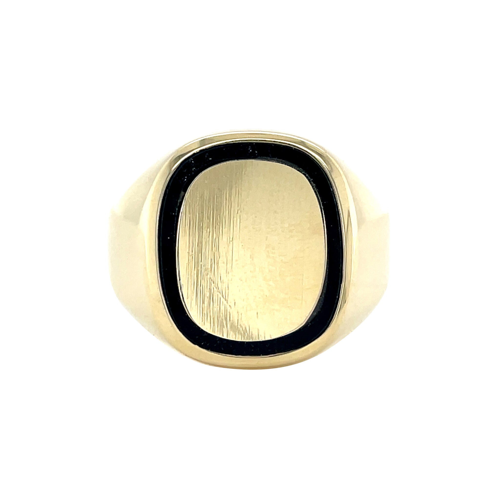 Gouden vintage zegelring met onyx 14 krt