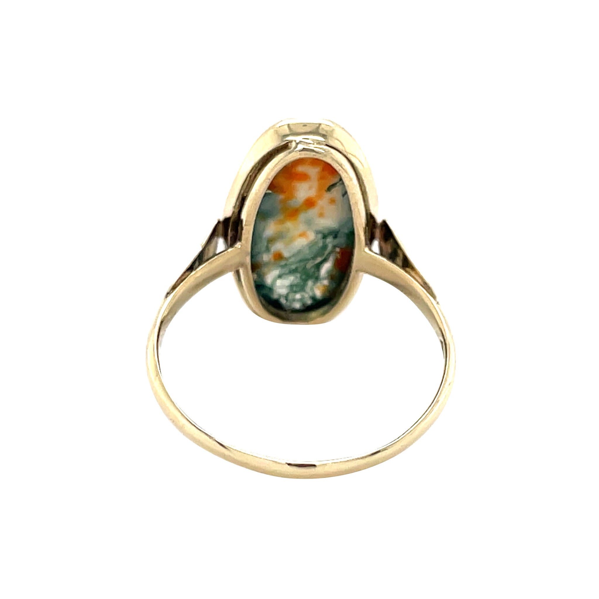 Gouden vintage ring met mosagaat 14 kt