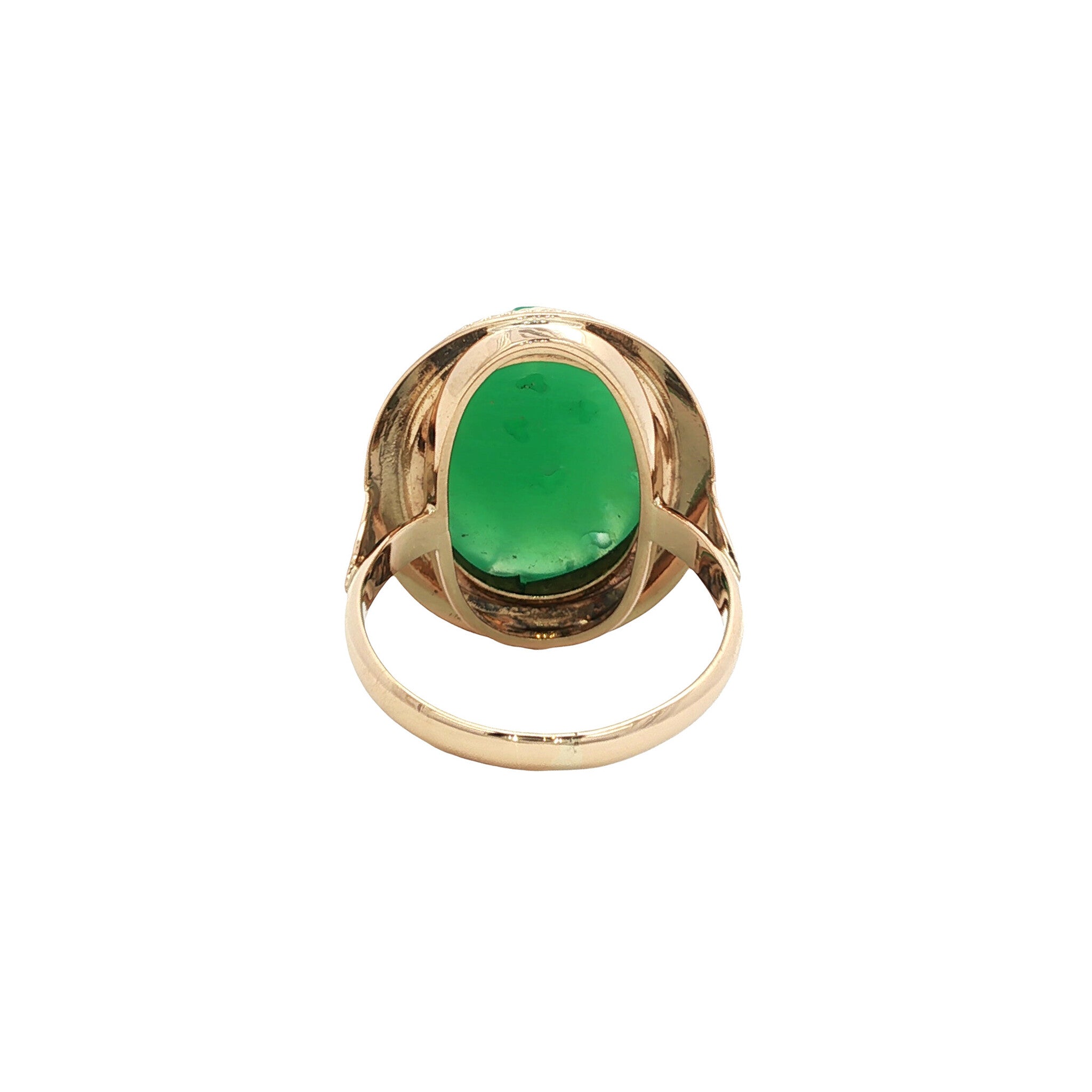 Gouden vintage ring met chrysopraas 14 kt