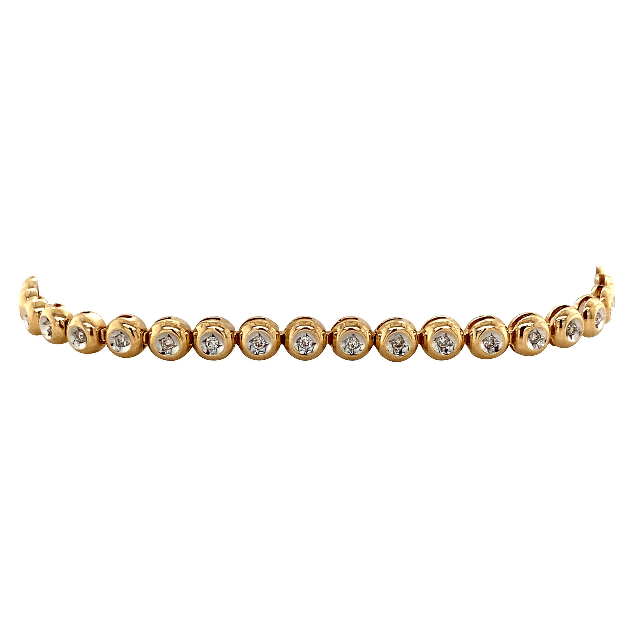 Vintage 14 kt gold tennis bracelet with diamond