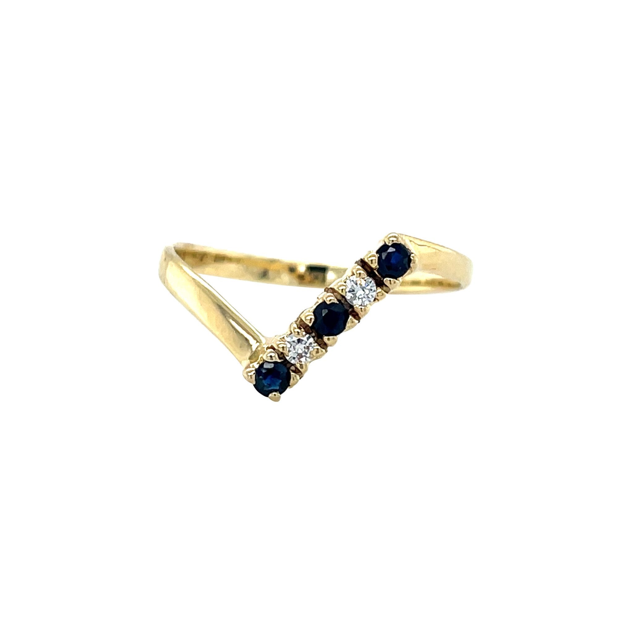 Vintage gold eternity ring with sapphire and diamond, 14 kt