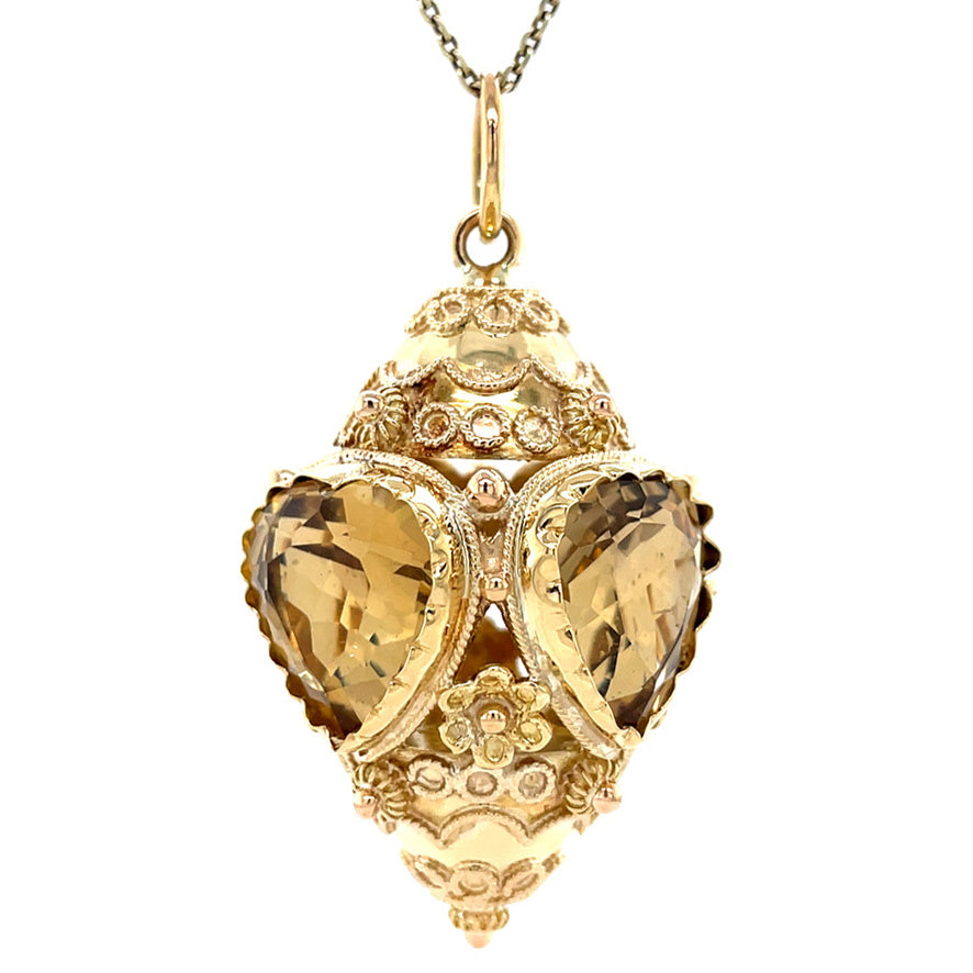 18 kt gold vintage pendant with citrine