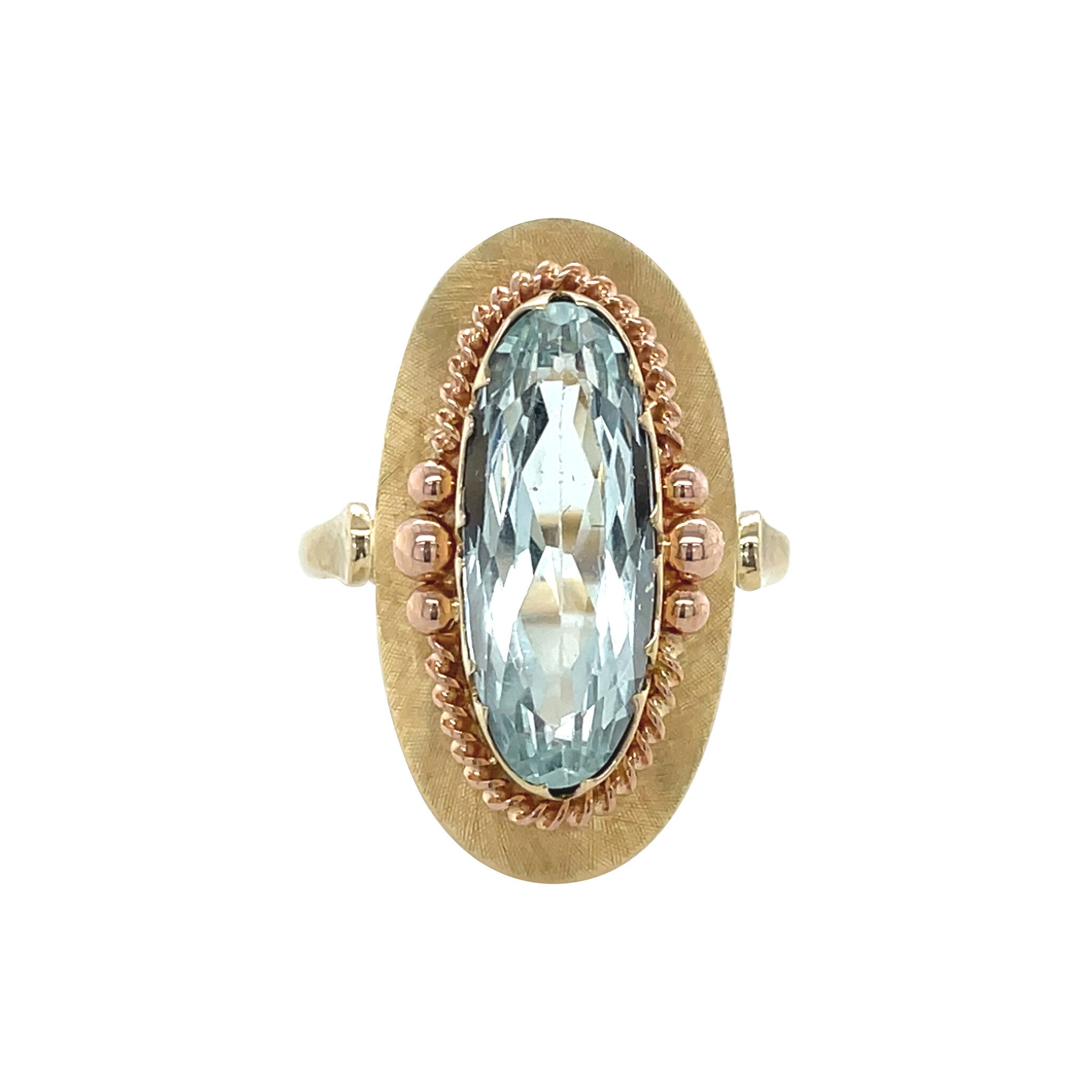 Gouden vintage ring met aquamarijn 14 kt