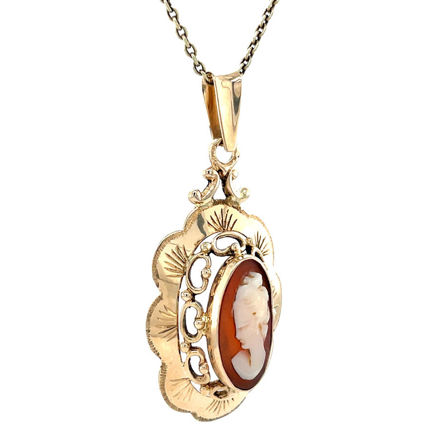 Vintage gold pendant with cameo 14 kt