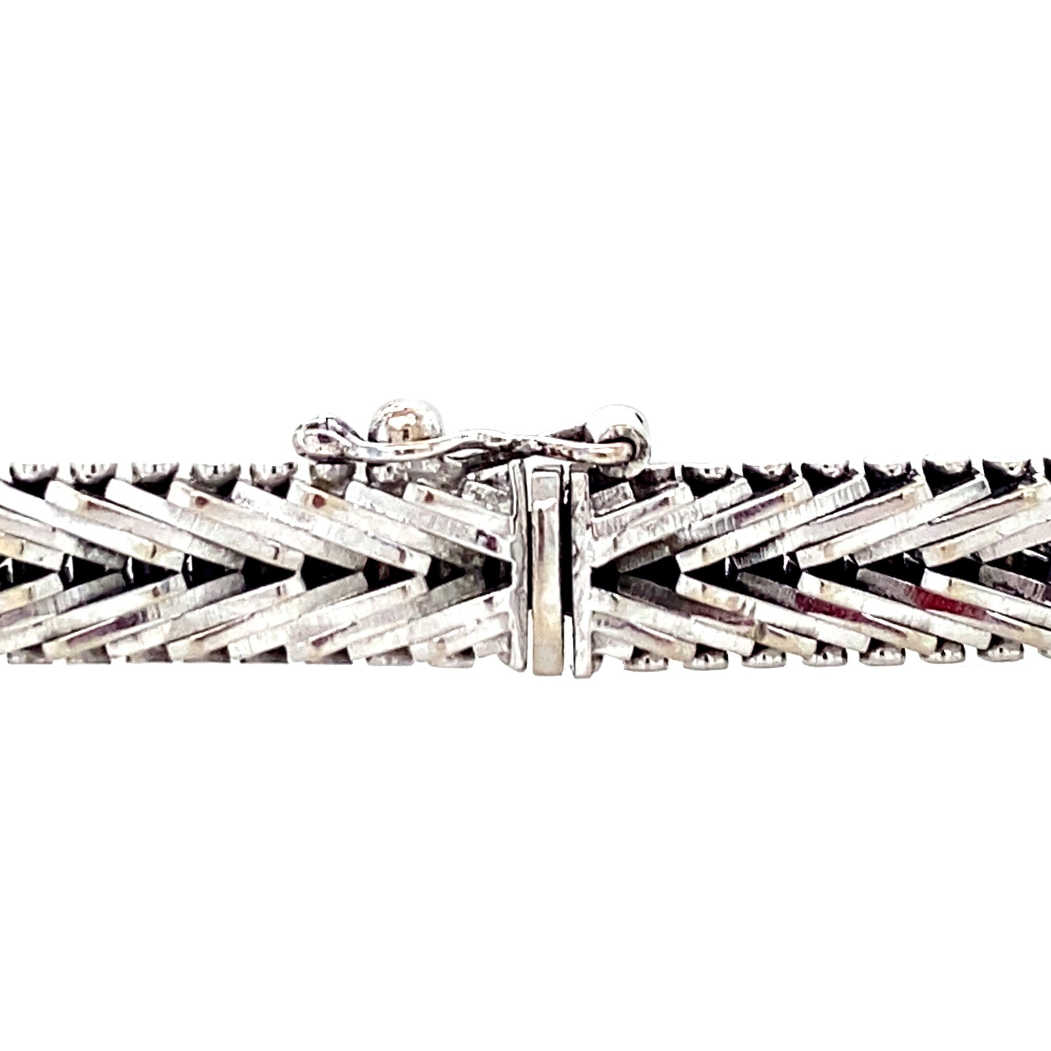 Witgouden vintage entourage armband met diamant 14 krt