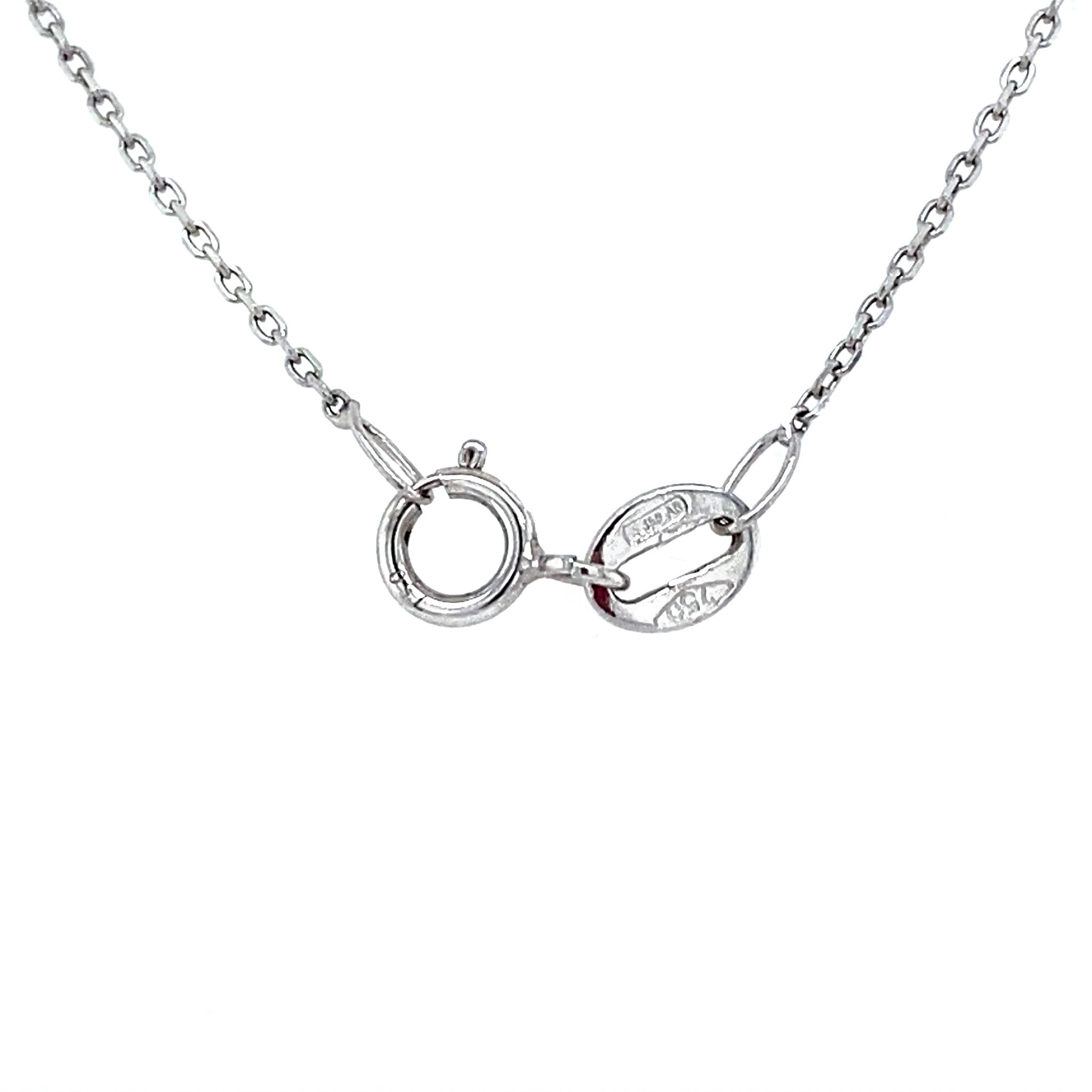 Witgouden collier met smaragd en diamant hanger 18 krt