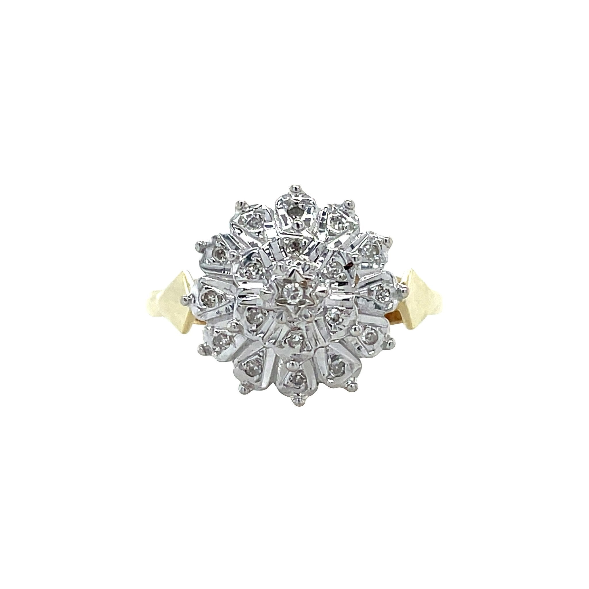 Gold vintage double halo ring with diamond 14 krt