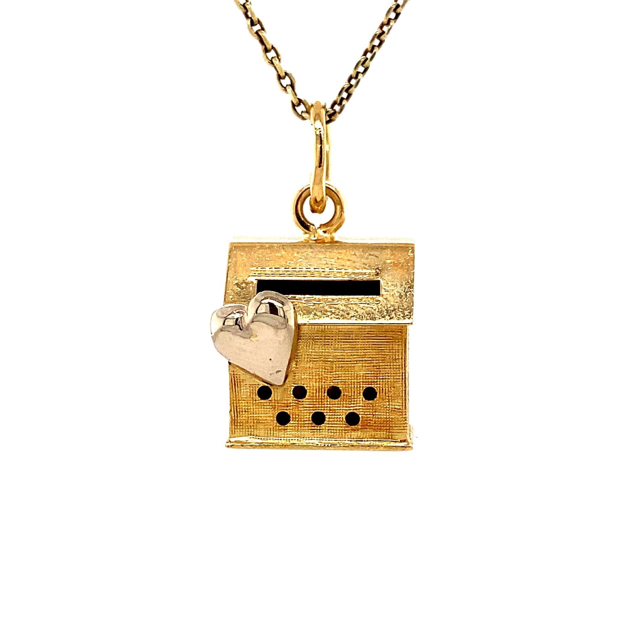 Gouden brievenbus hanger 18 krt