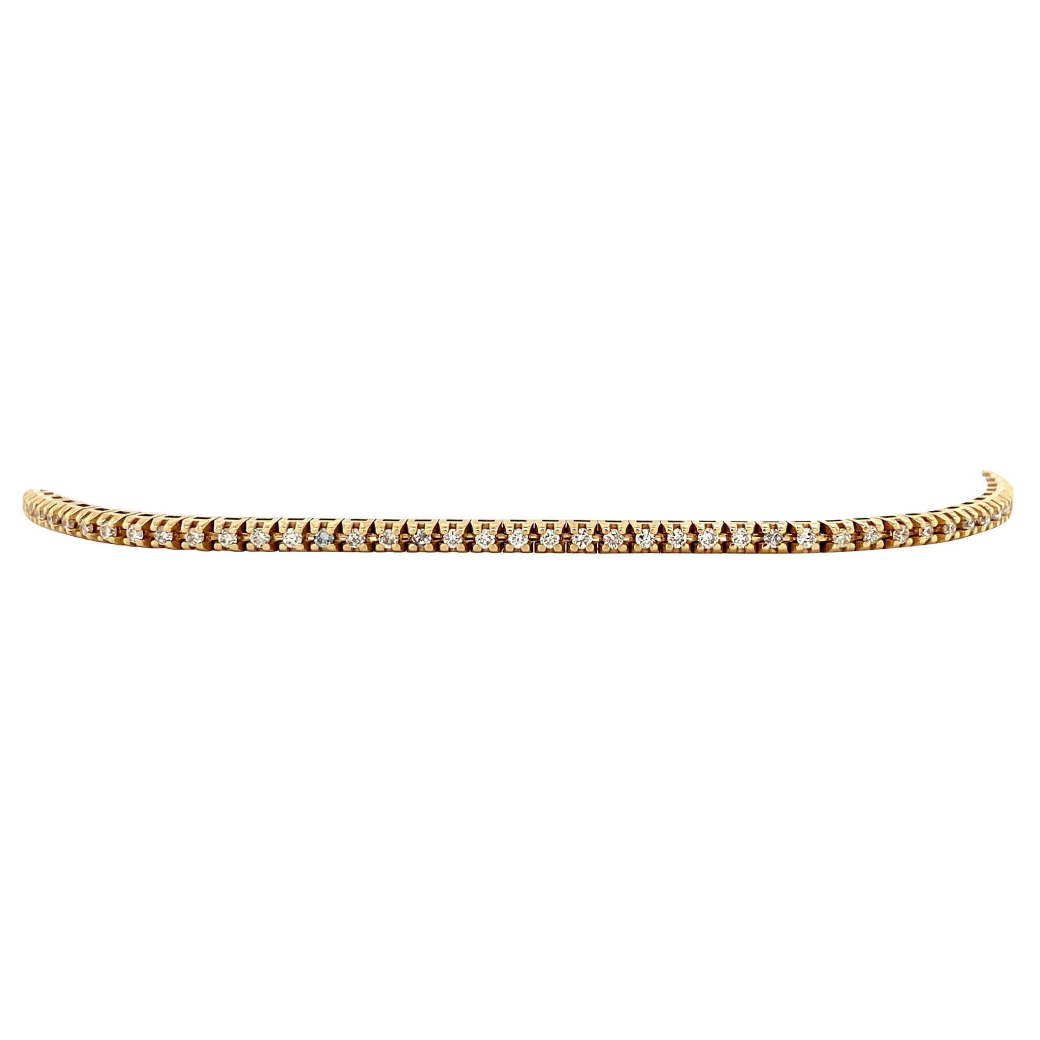 Gouden vintage tennisarmband met diamant 14 krt