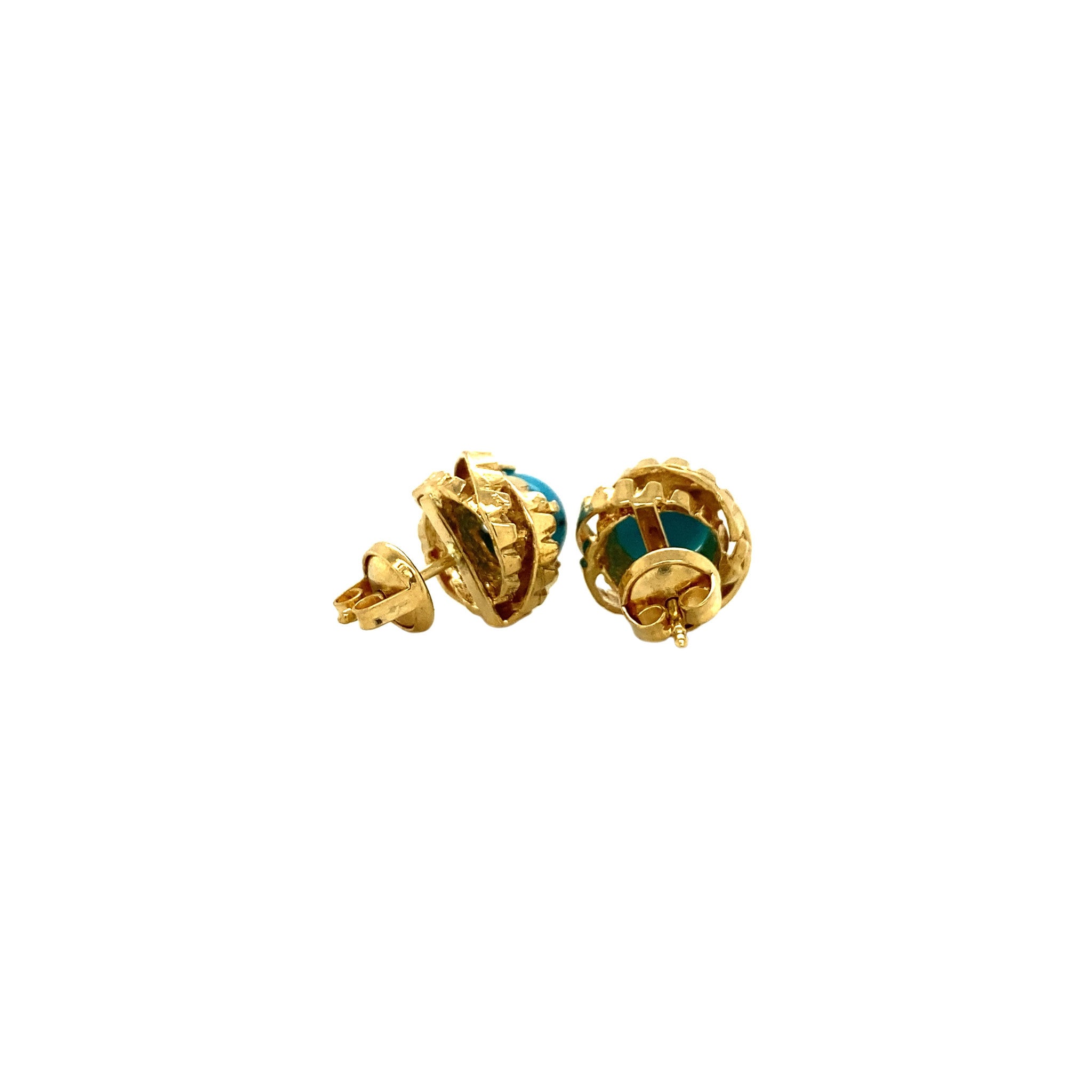 18 kt gold stud earrings with turquoise