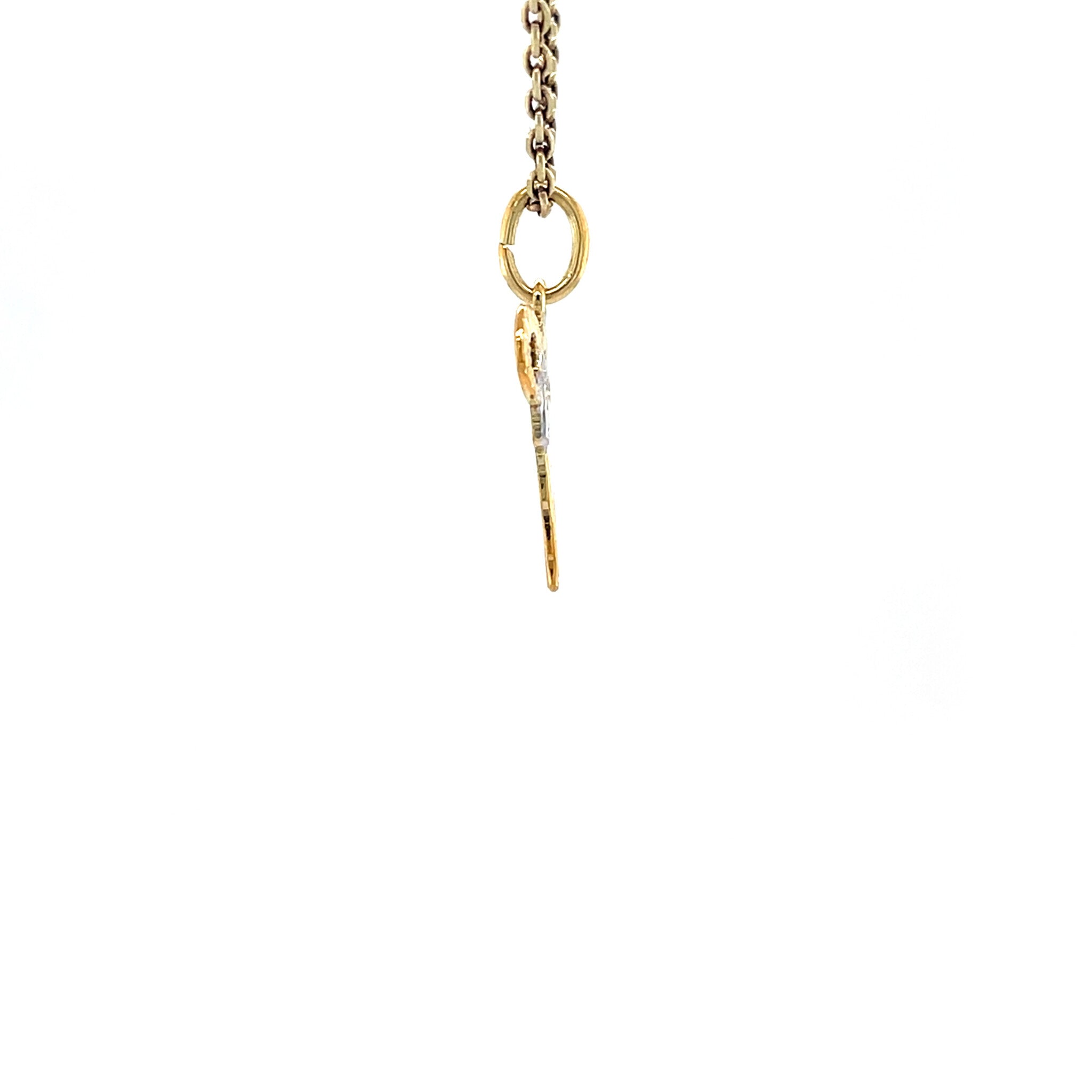 Gouden vintage ram hanger met diamant 14 krt