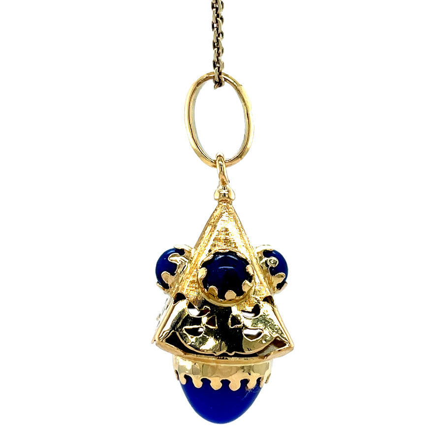 Vintage gouden hanger met chalcedoon en kleursteen 18 krt