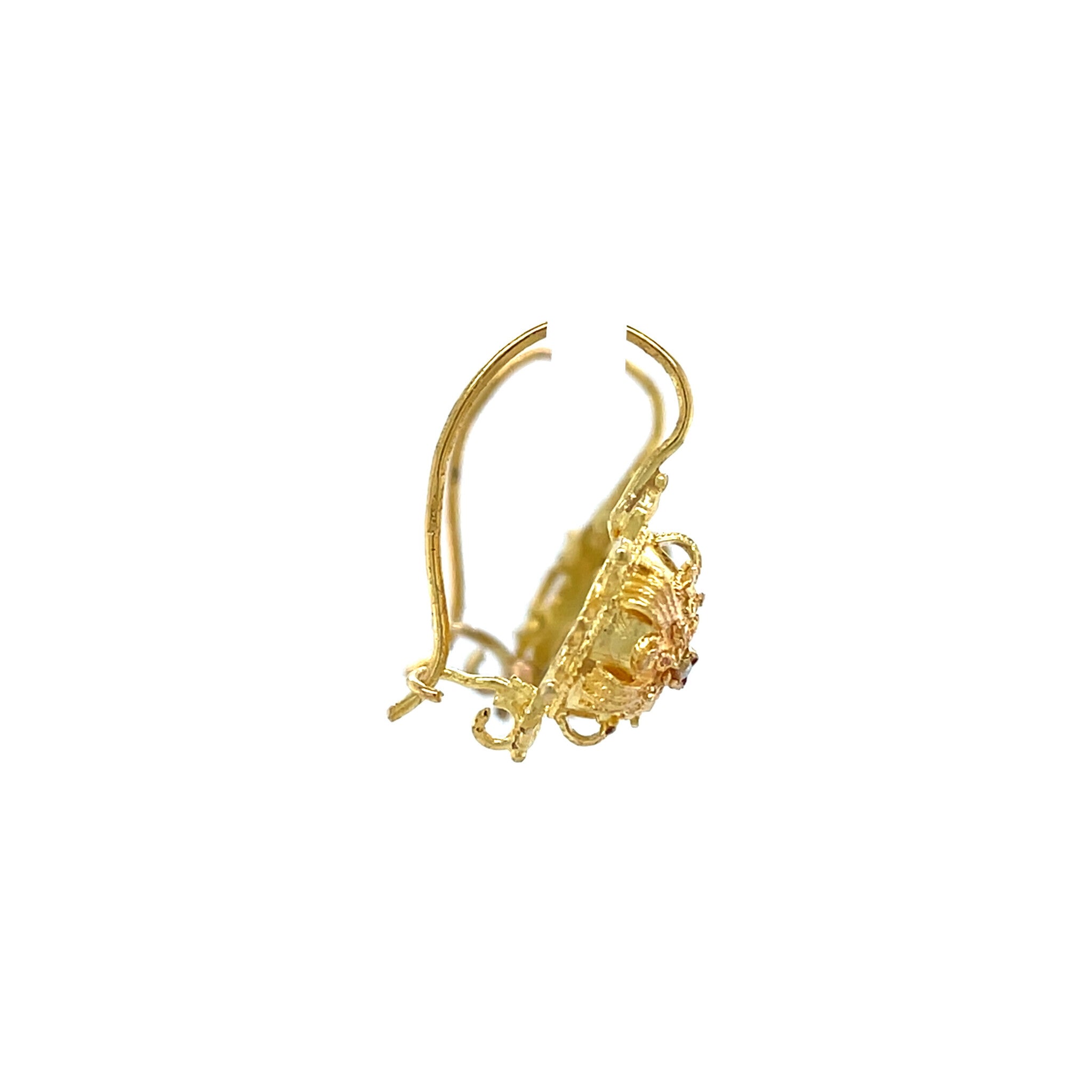 Gouden fantasie oorhangers met parel 14 krt