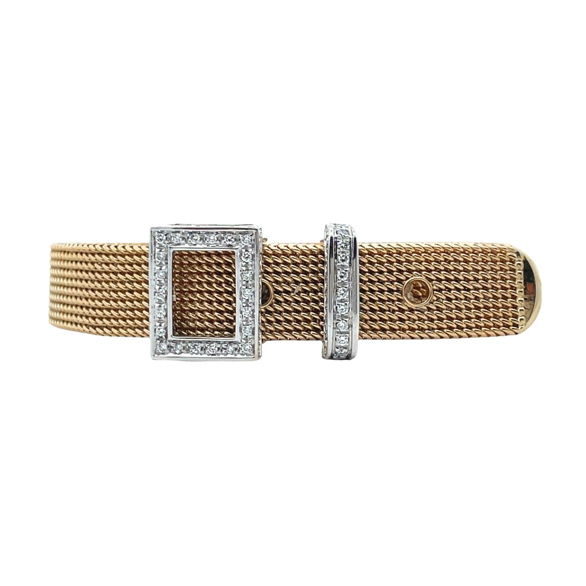 Bicolour gold vintage bracelet with diamond 18 kt