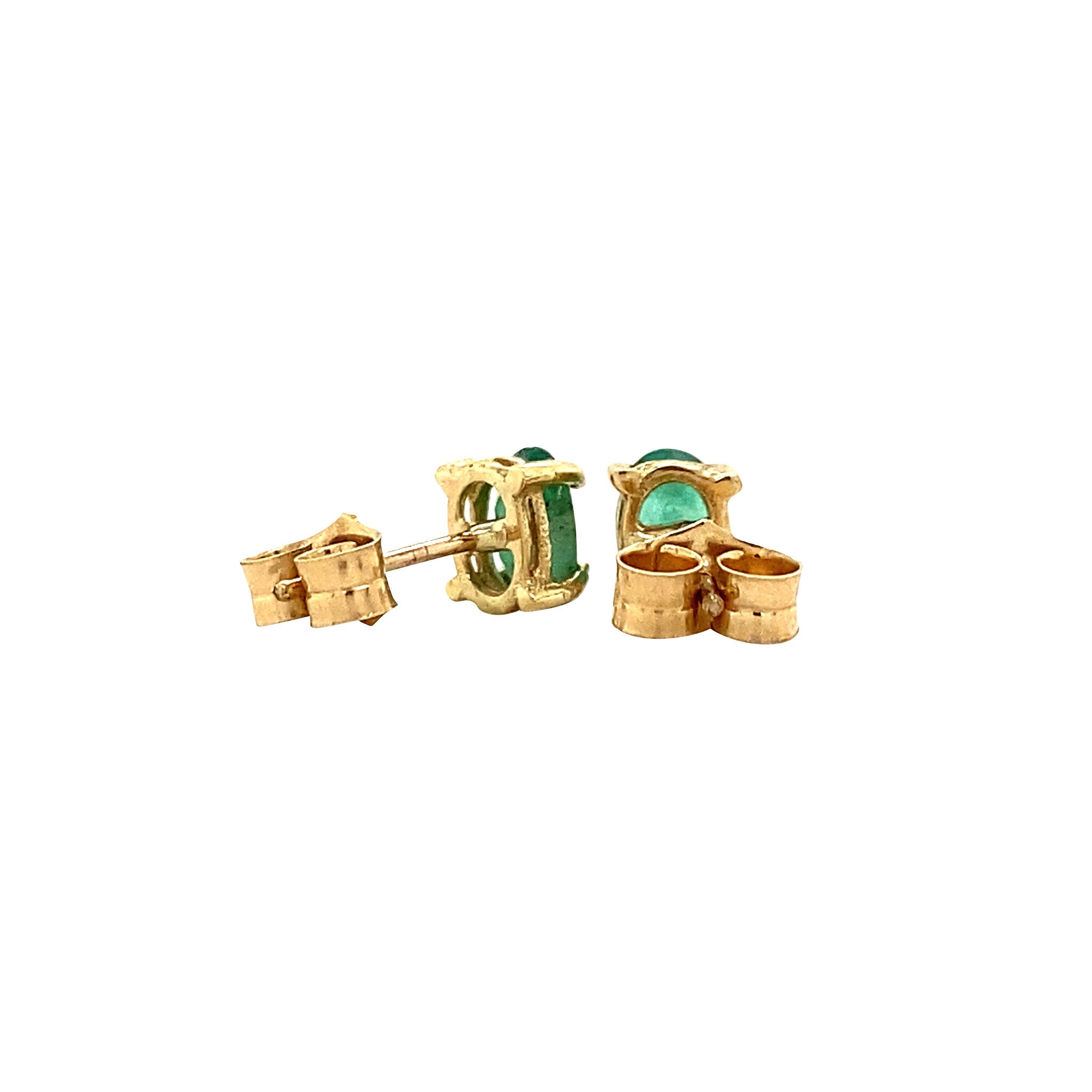 14 kt gold stud earrings with emeralds