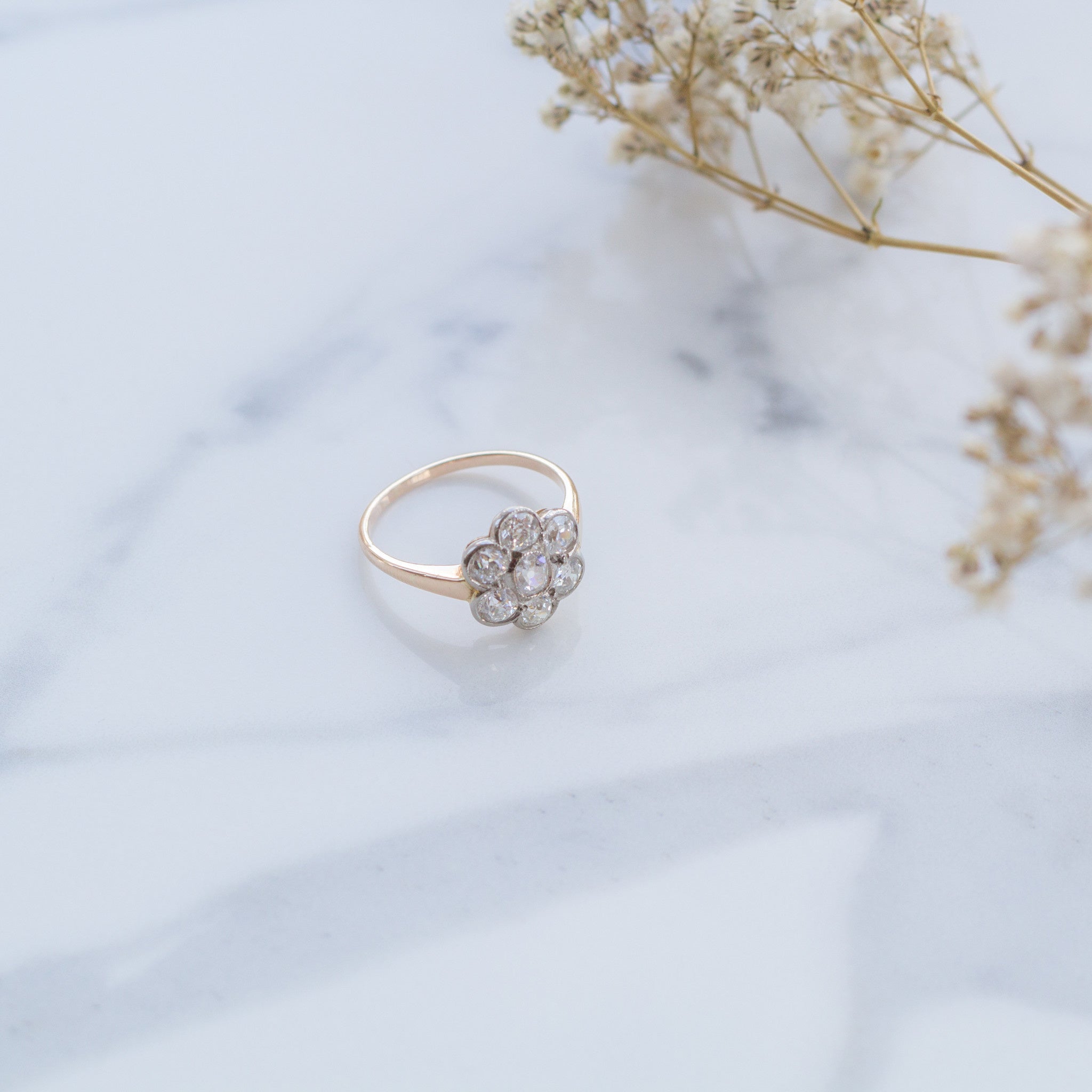 Gouden entourage ring met diamant 14 krt