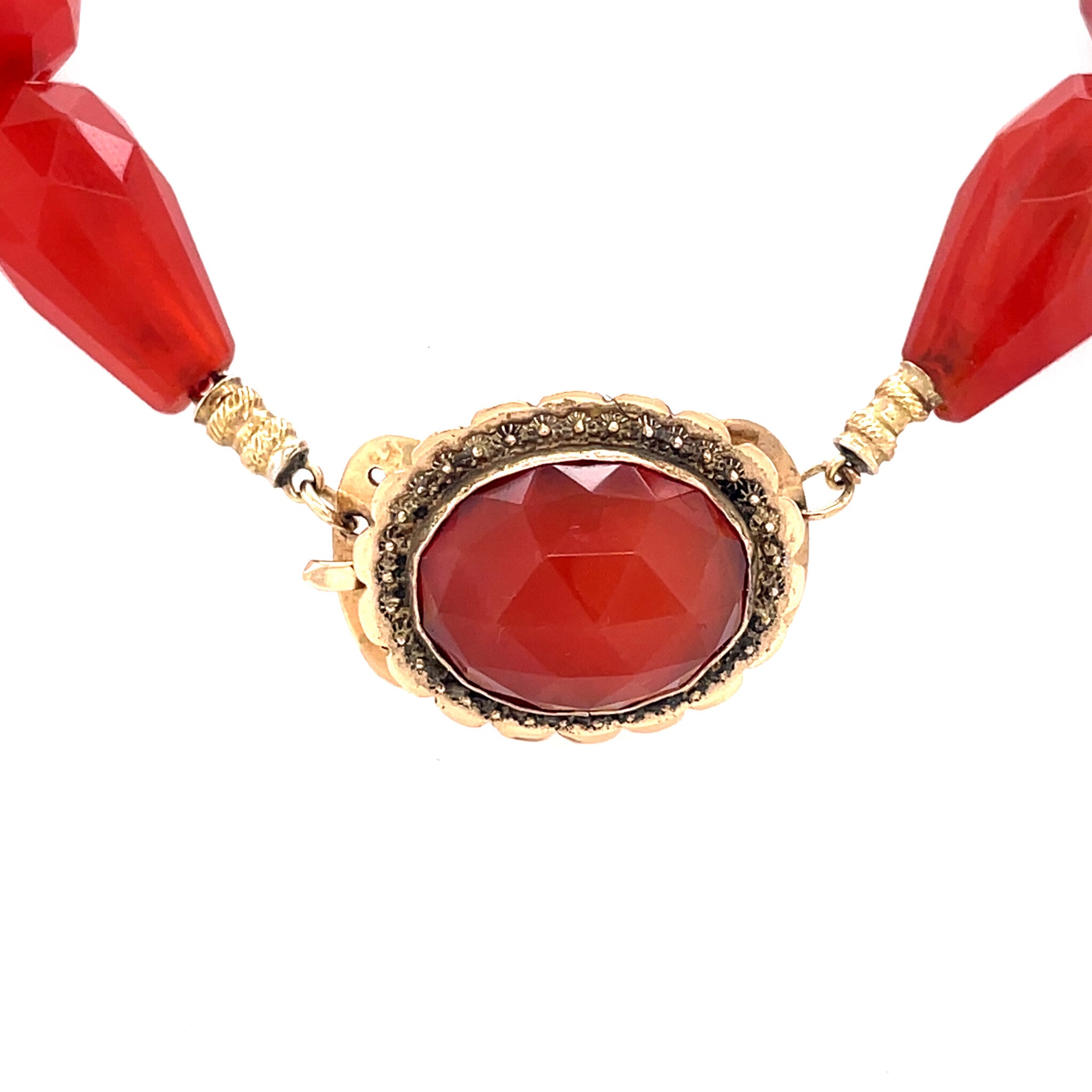 Vintage carnelian necklace with gold clasp 14 kt